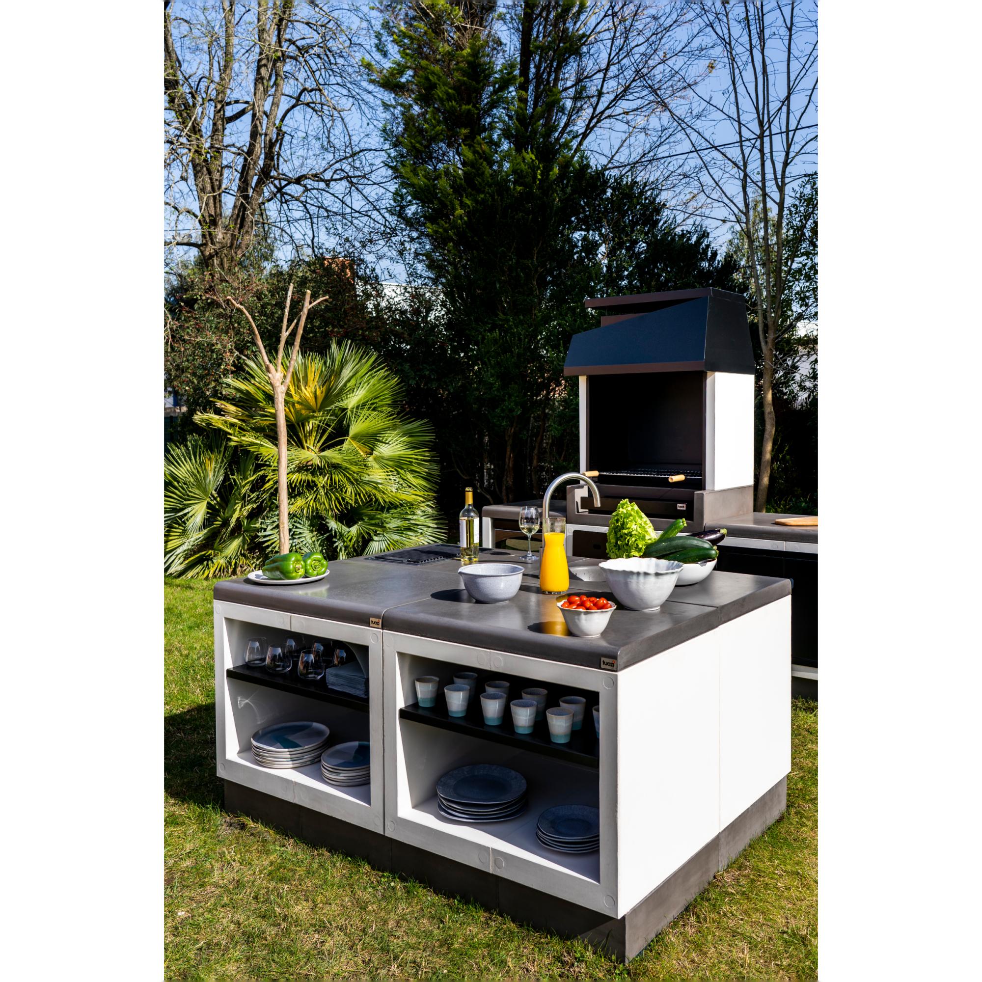 Modulo Bancada Tuozi Kitaway [F] 61 Grill C/ Puerta Domo Blanco / Negro-4