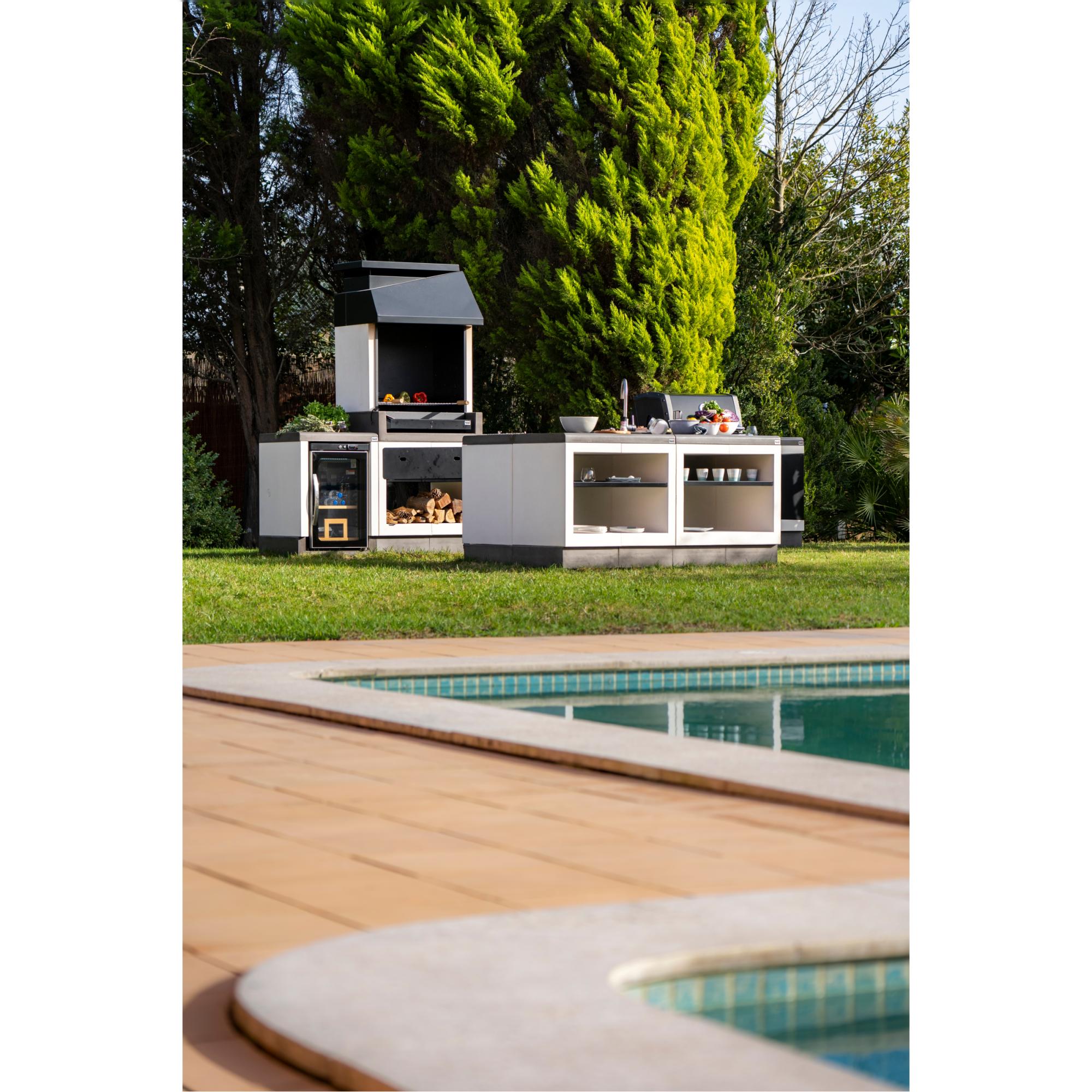 Modulo Bancada Tuozi Kitaway [F] 61 Grill C/ Puerta Domo Blanco / Negro-5