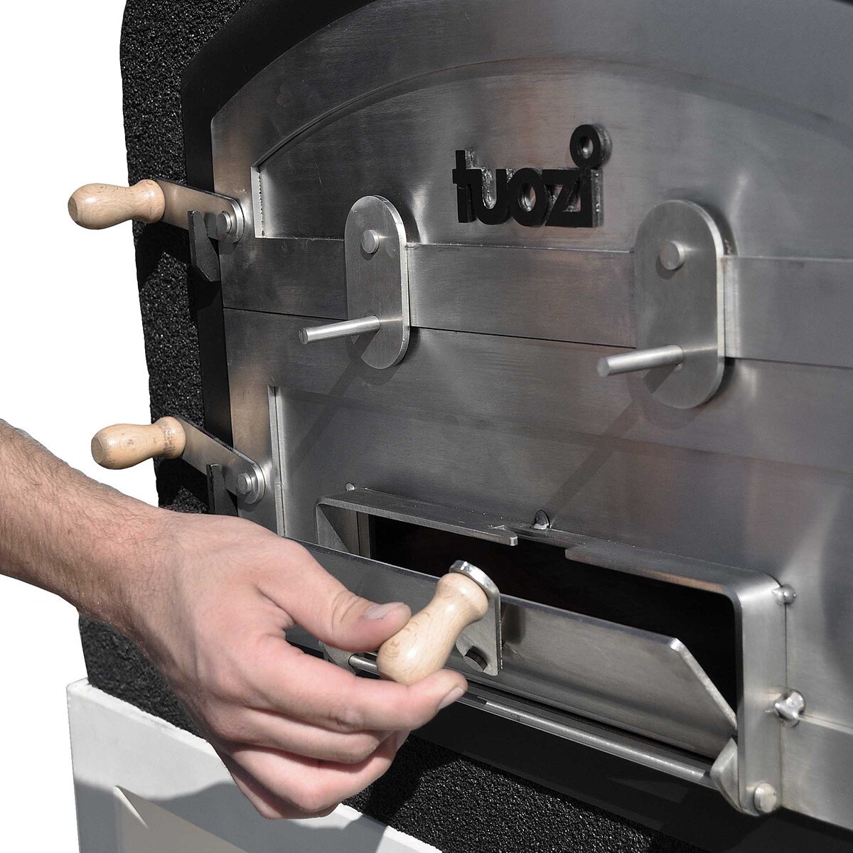 Horno de leña aislado Kitaway + base de hormigón Blanco / Negro-6