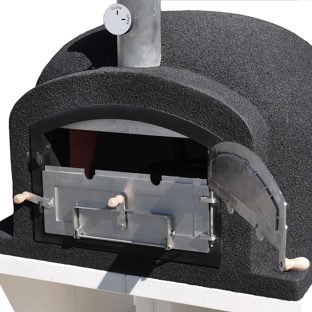 Horno de leña aislado Kitaway + base de hormigón Blanco / Negro-7