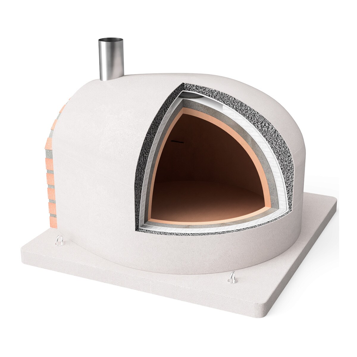 Horno de leña aislado Kitaway + base de hormigón Blanco / Negro-10