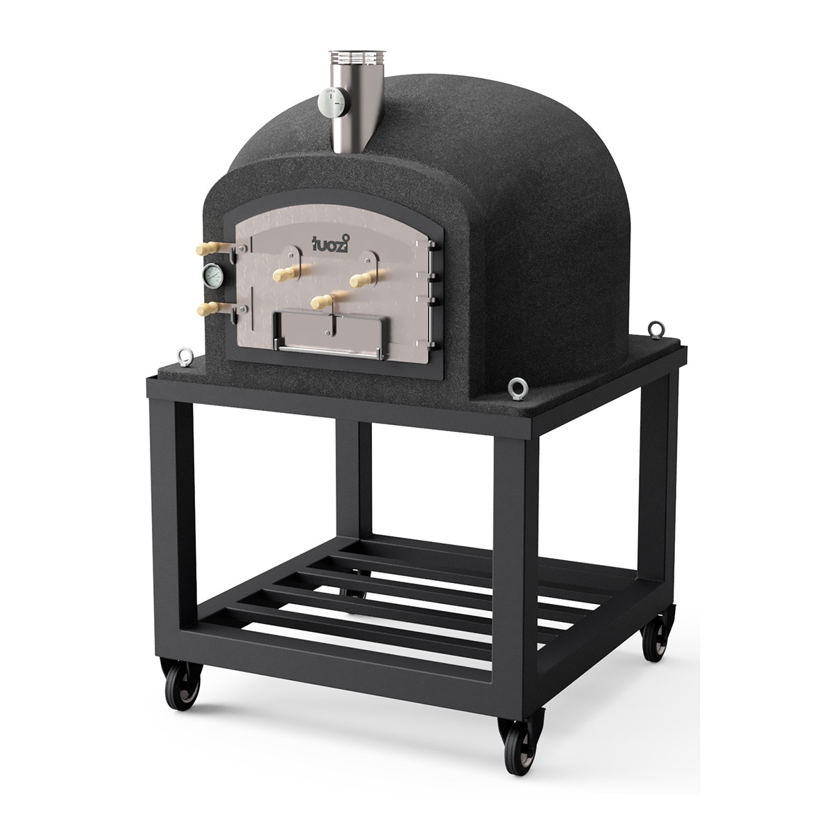 Horno de leña aislado Kitaway + base de metal Blanco / Negro-1
