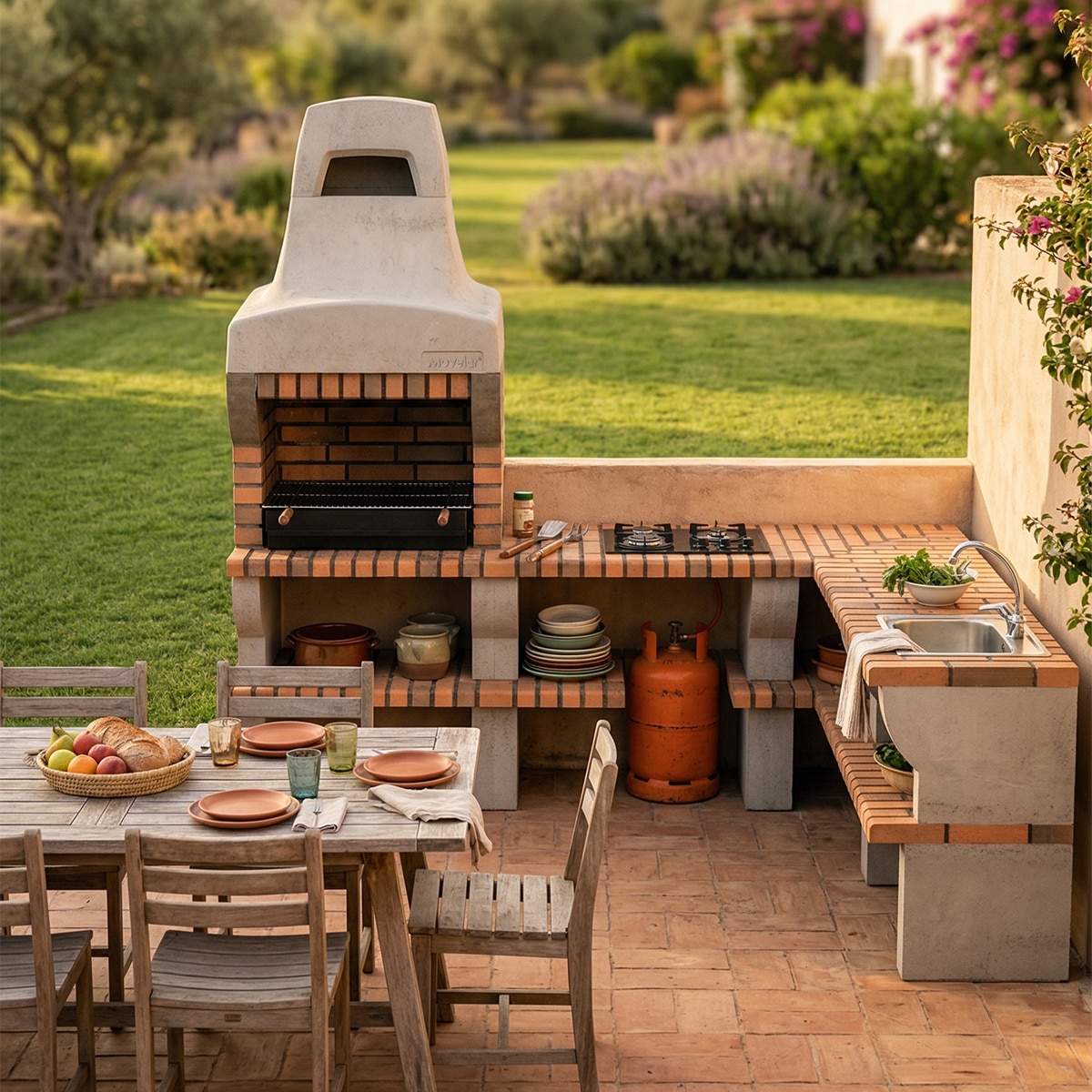 Barbacoa Obra Movelar Carb-Len Palermo C/ Brasero Ladrillo Terracota Terracota-5