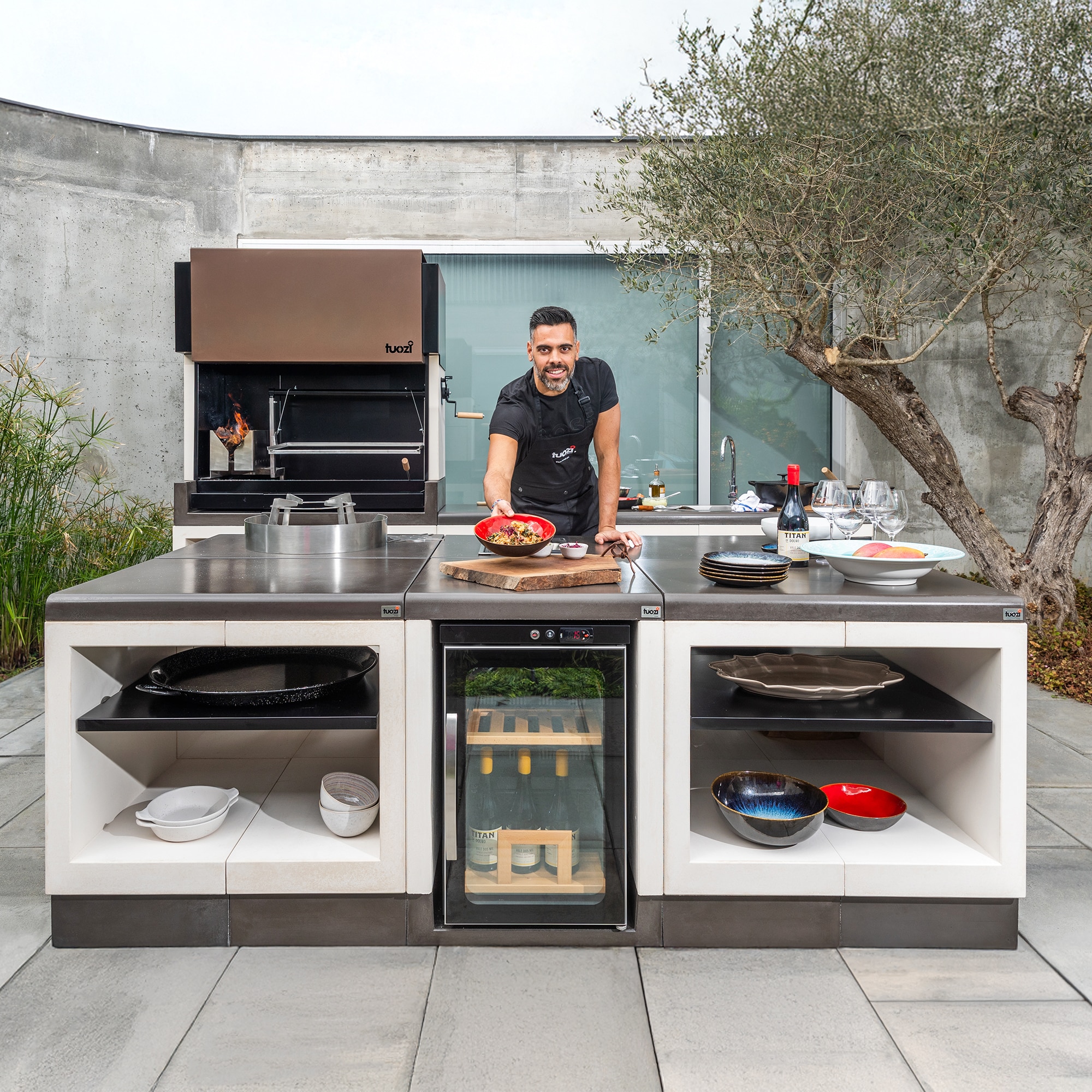 Barbacoa Tuozi Kitaway Argentino Xl [F] 126 C/ Brasero Lateral De Leña Domo Gris-13