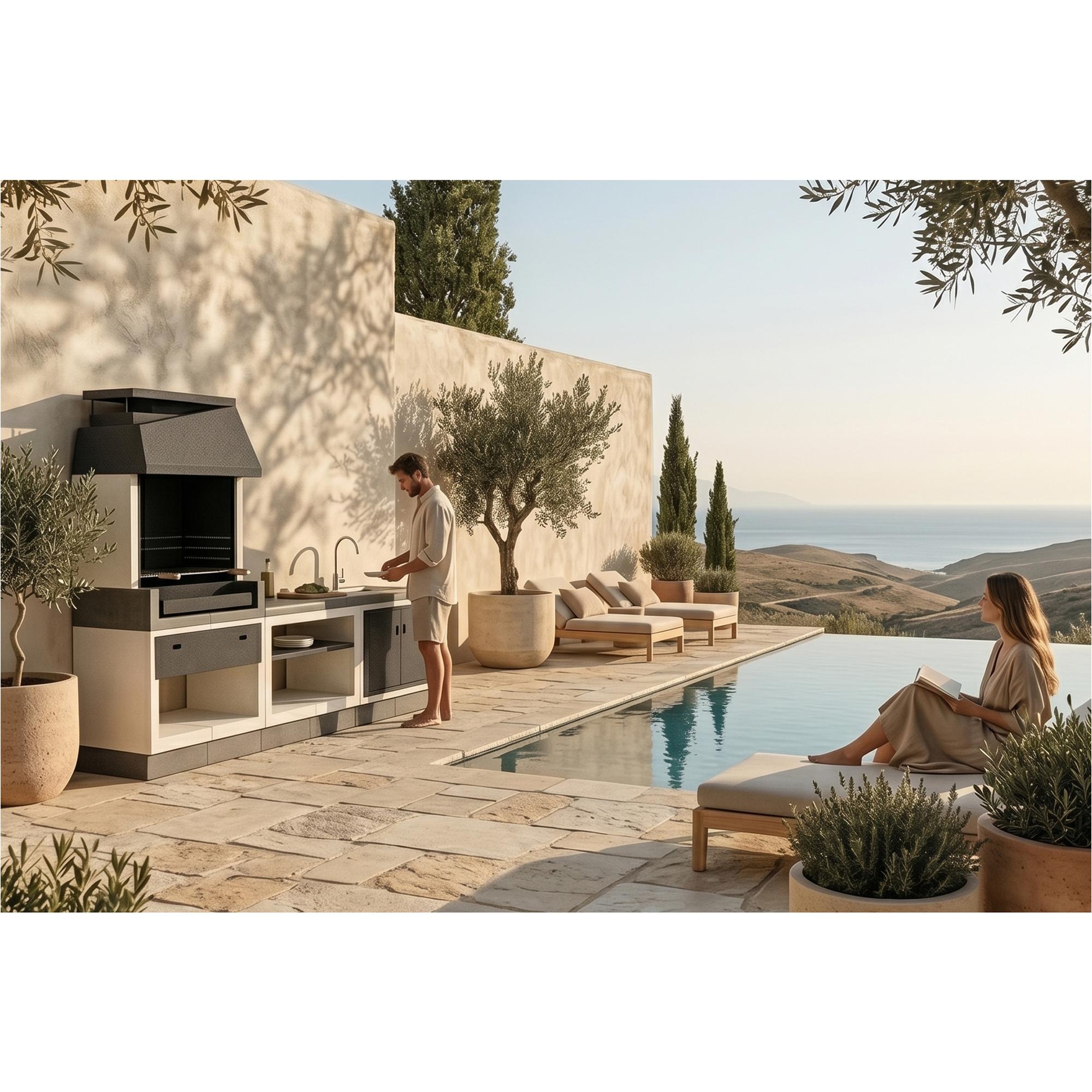 Cocina De Exterior Tuozi Kitaway P35 Domo Gris-2