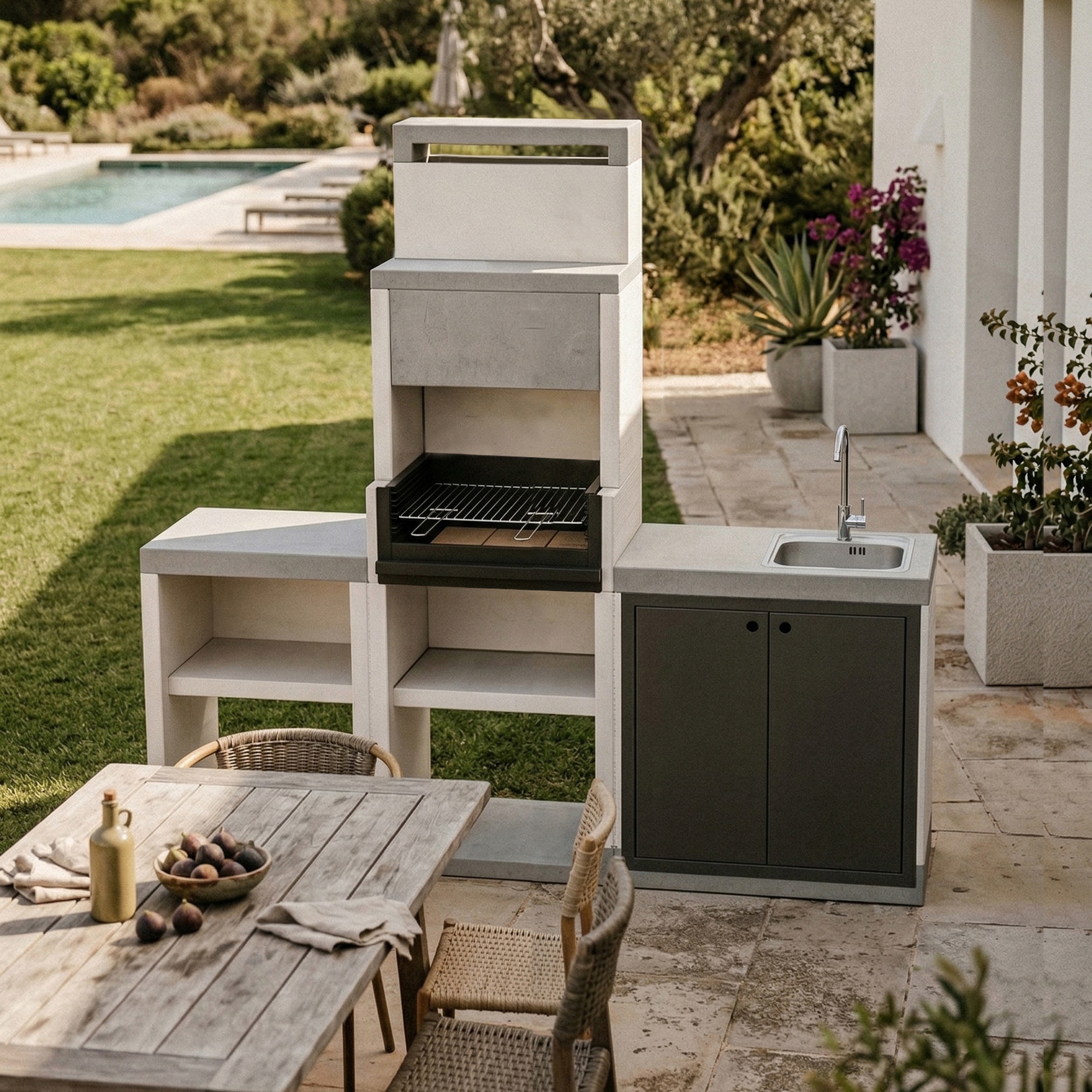 Barbacoa de obra Venit Flex Hotte Gris-3