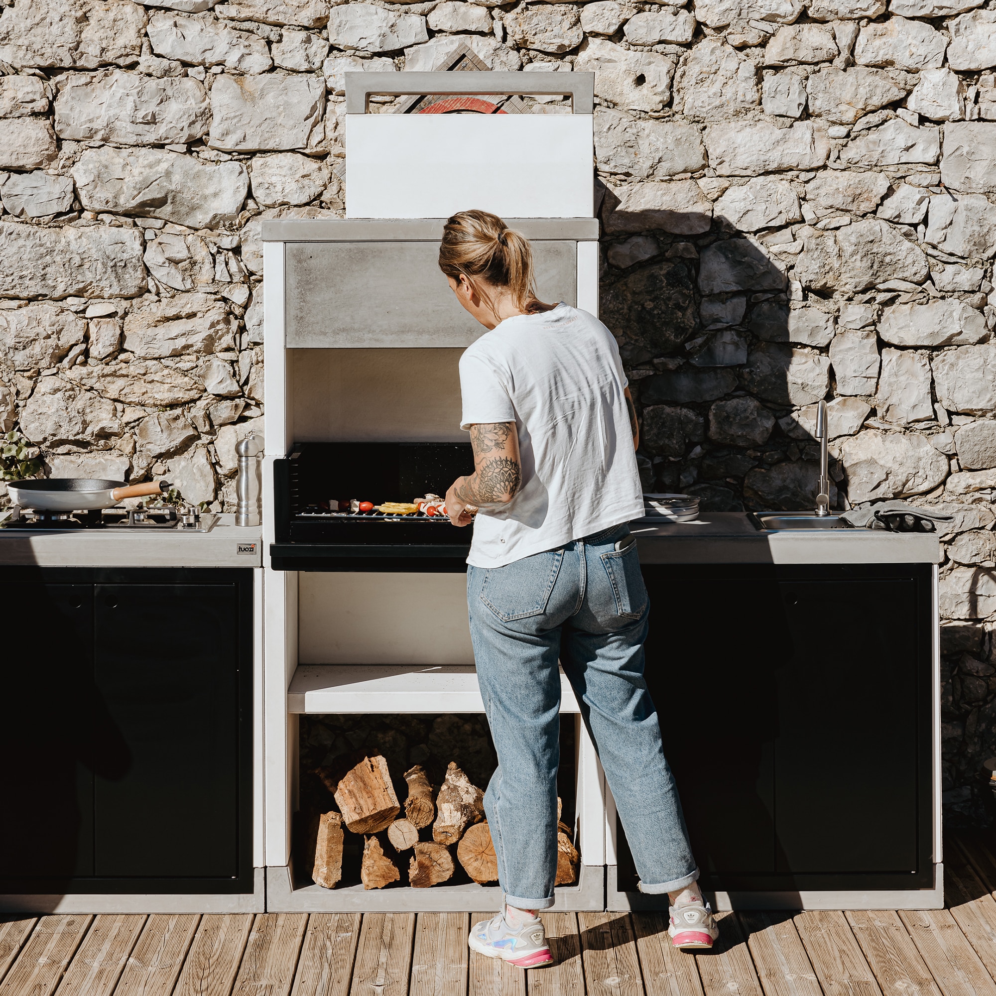 Barbacoa de obra Venit Flex Plus Hotte Gris-3