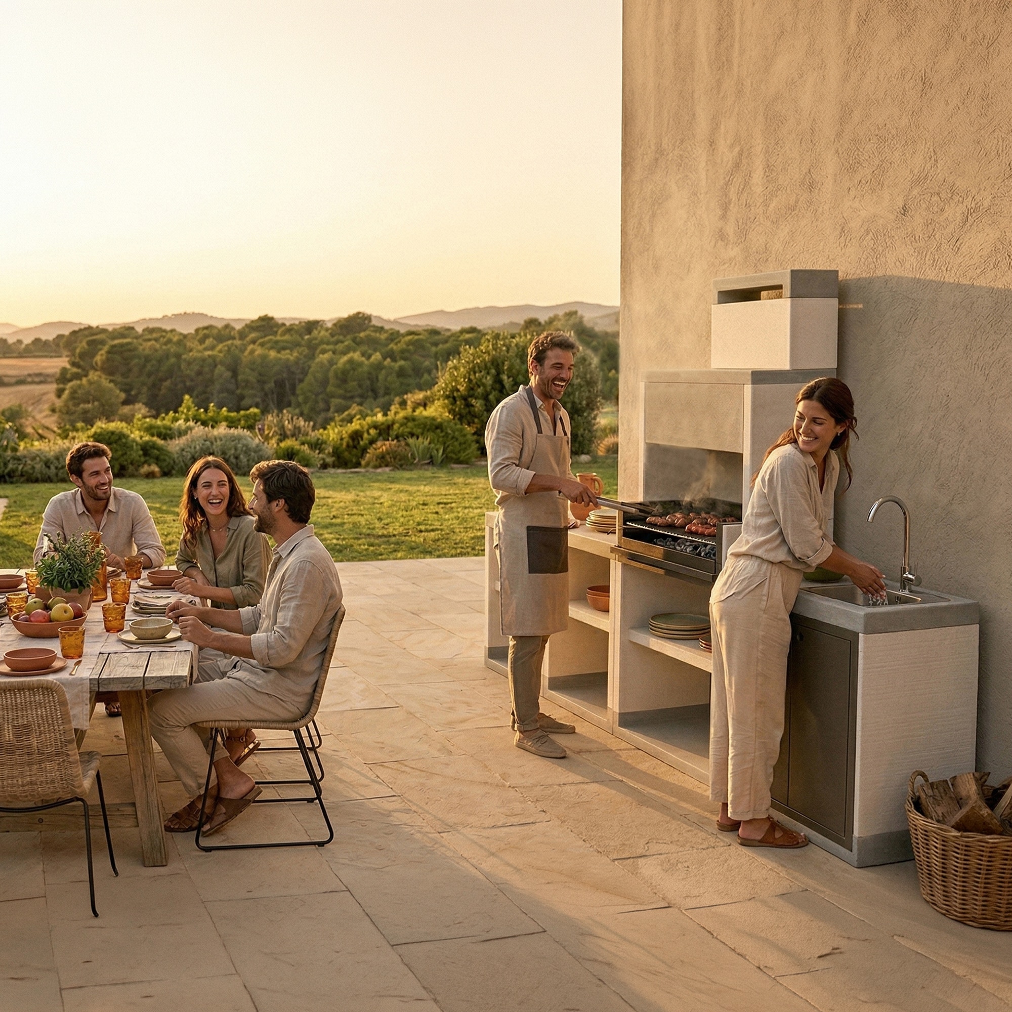 Barbacoa de obra Venit Flex Plus Hotte Gris-5