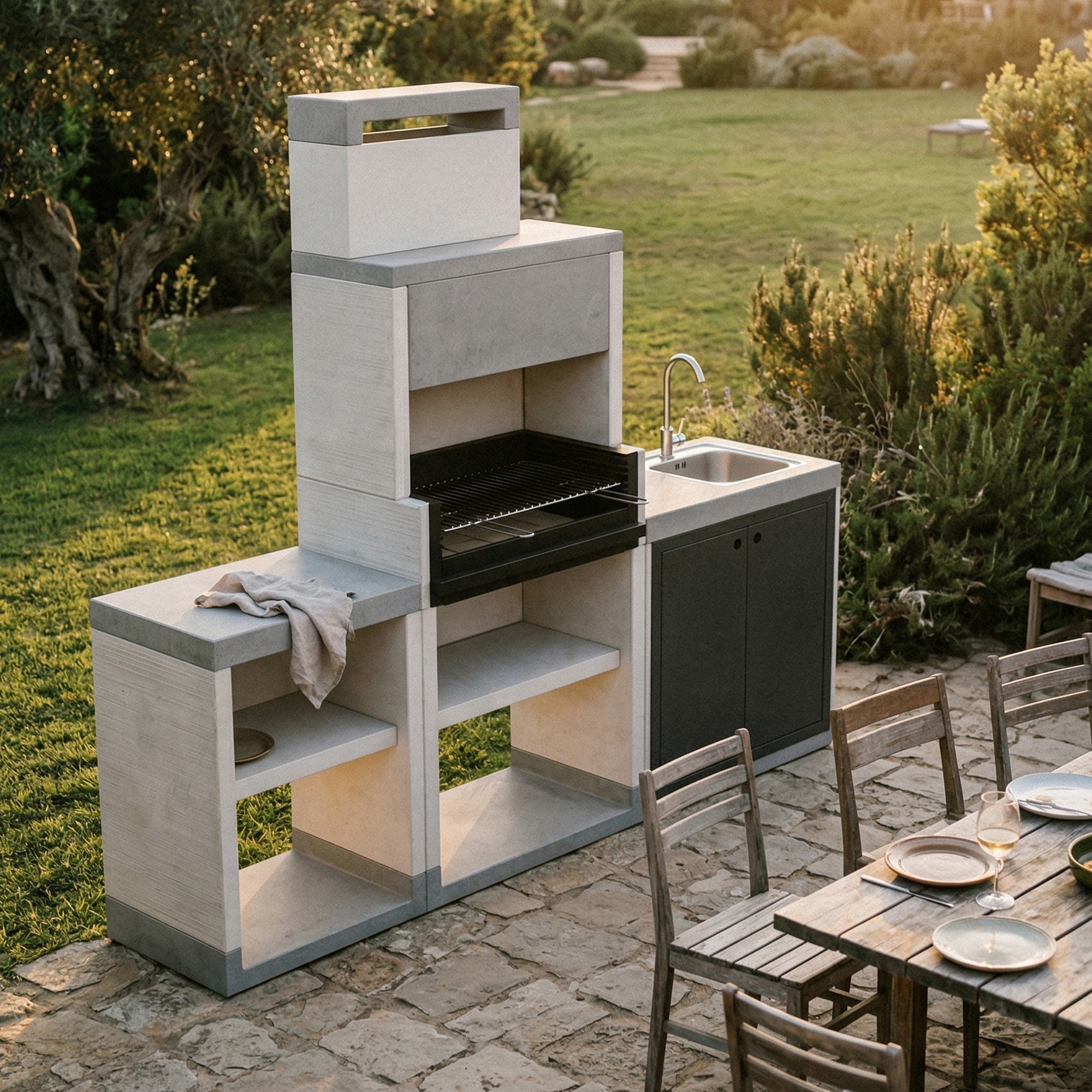 Barbacoa de obra Venit Flex Plus Hotte Gris-6