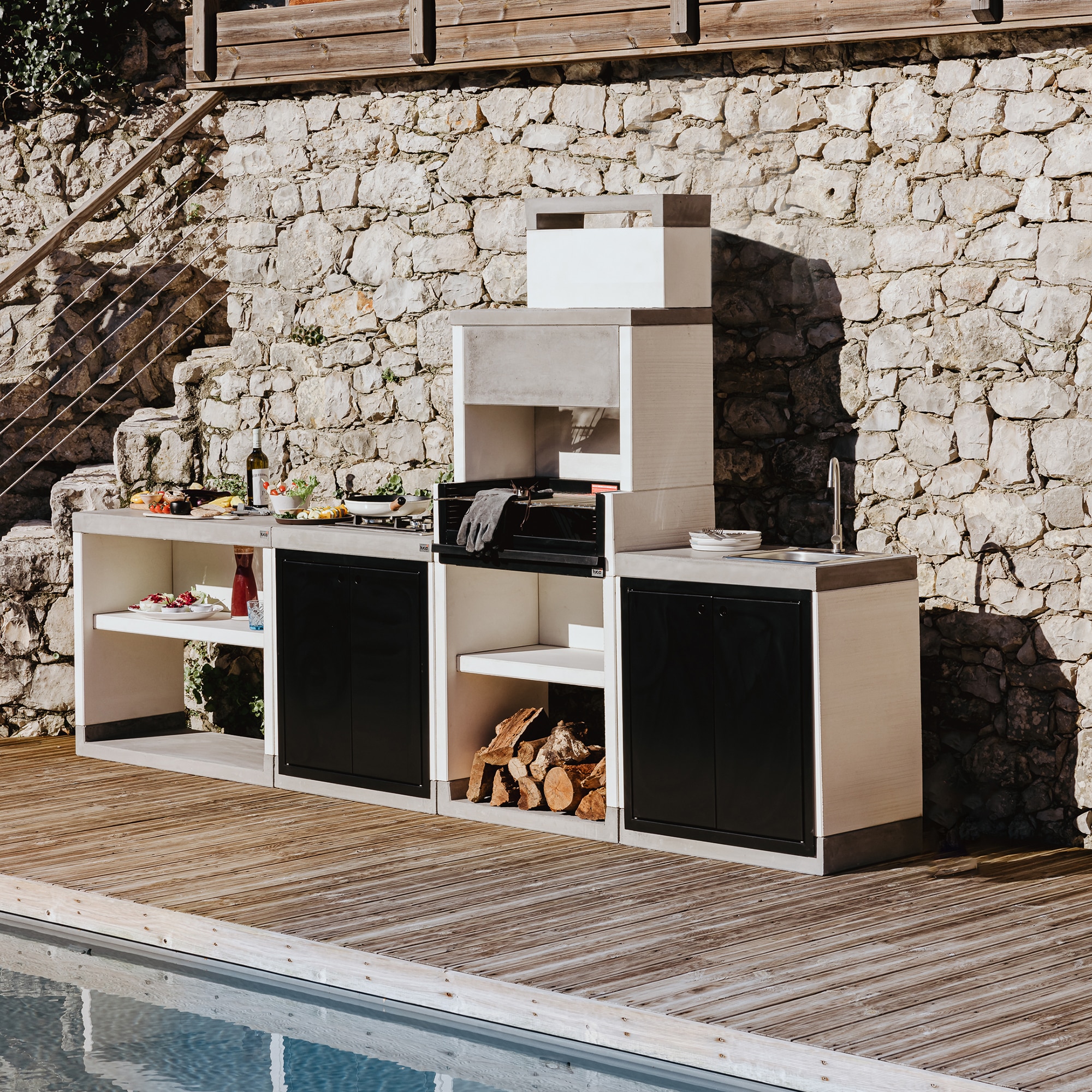Barbacoa de obra Venit Flex Plus Hotte Gris-7