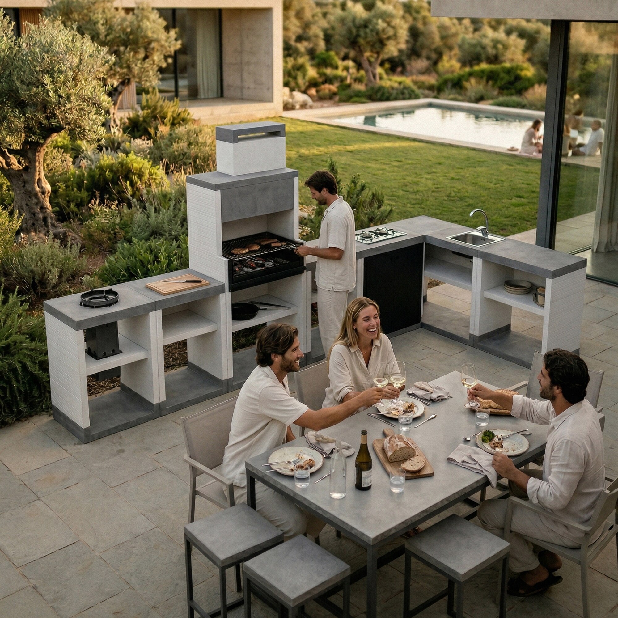 Barbacoa de obra Venit Flex Plus Hotte Gris-9