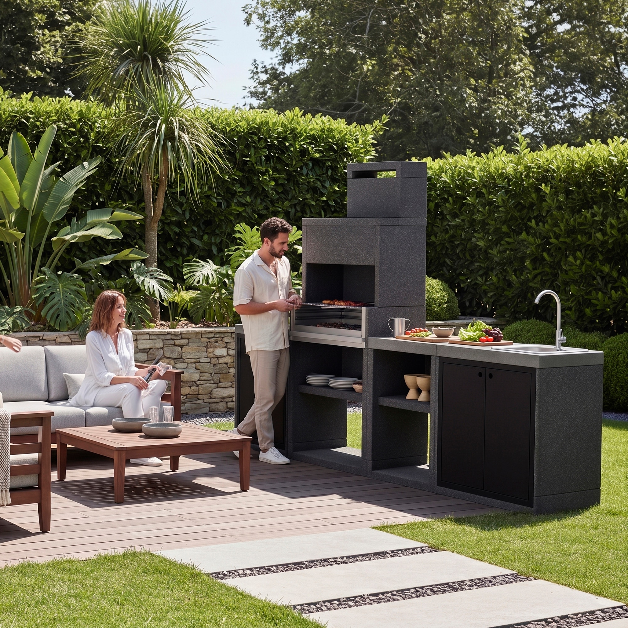 Barbacoa Tuozi Carb-Len Black Venit 78 Inox Veno Gris-10