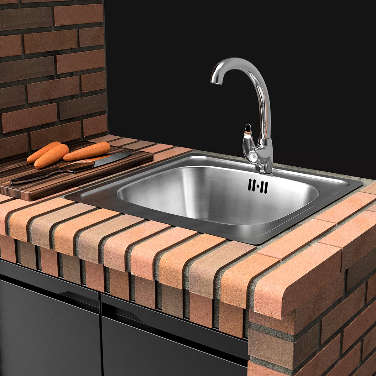 Modulo Bancada Movelar Volterra 95,5 Fregadero Derecha C/ Puerta Ladrillo Terracota Terracota-2