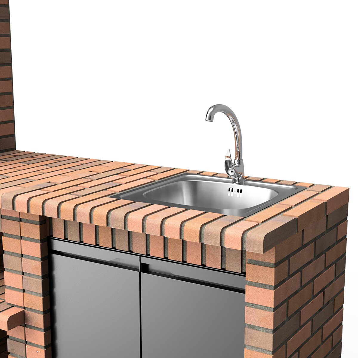 Modulo Bancada Movelar Volterra 95,5 Fregadero Derecha C/ Puerta Ladrillo Terracota Terracota-3