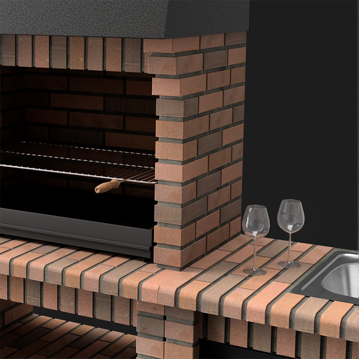 Modulo Bancada Movelar Volterra 95,5 Fregadero Derecha C/ Puerta Ladrillo Terracota Terracota-4