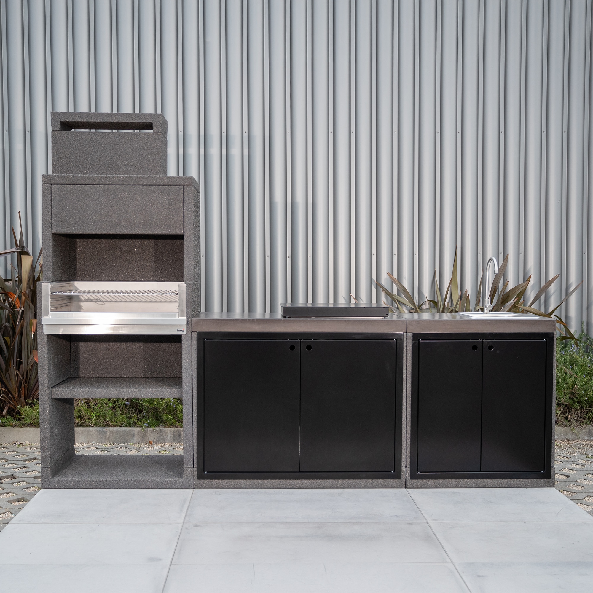 Modulo Tuozi Black Venit 110 Con Fregadero Derecha Y Dupla Puerta Veno Negro-4