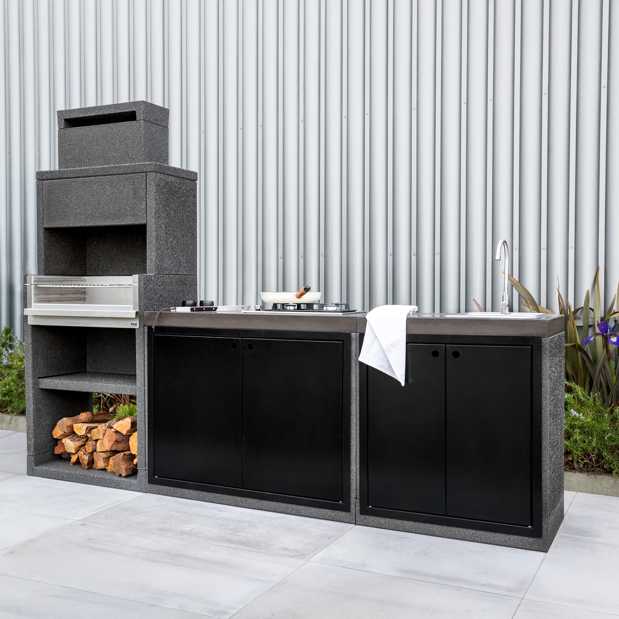 Modulo Tuozi Black Venit 110 Con Fregadero Derecha Y Dupla Puerta Veno Negro-5