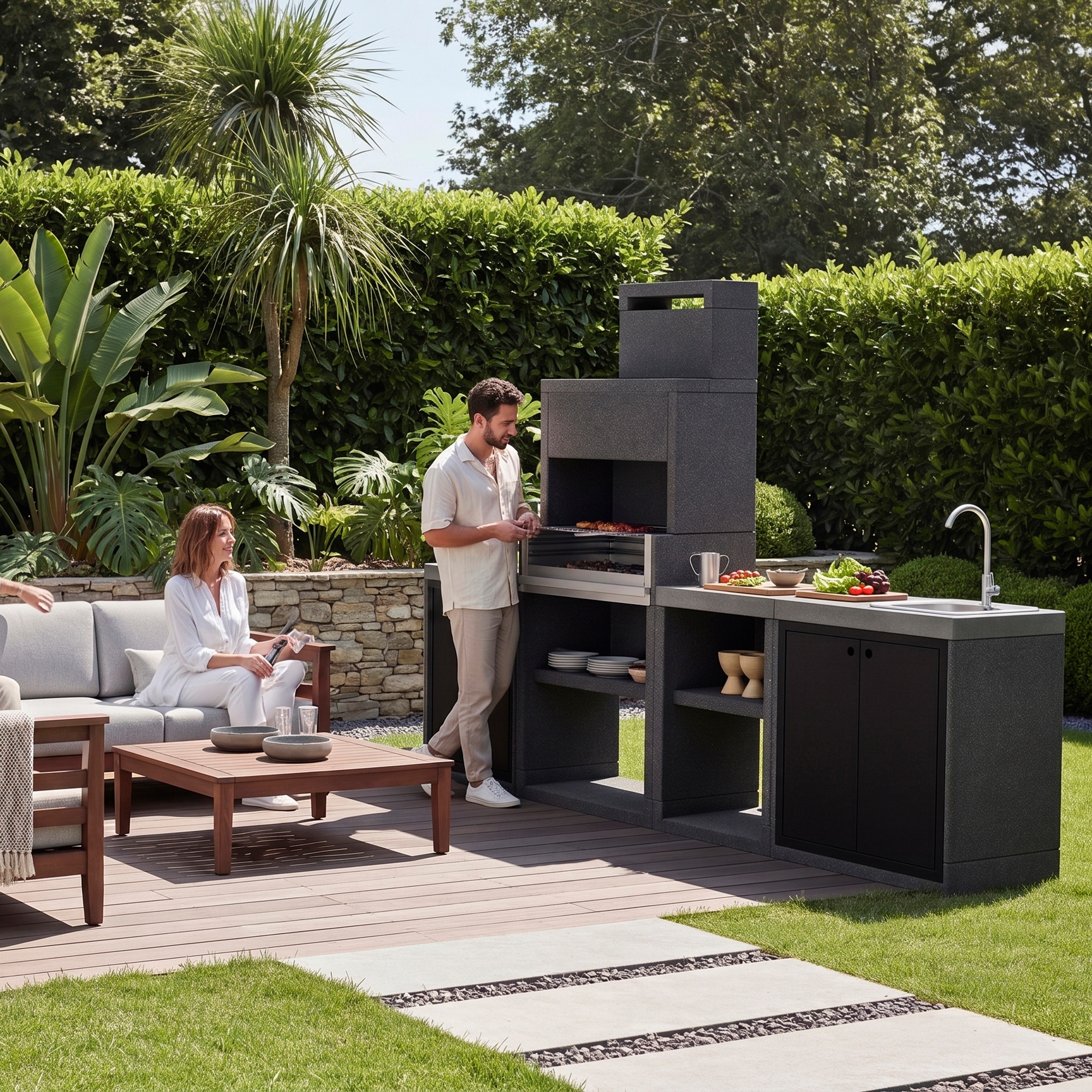 Modulo Tuozi Black Venit 110 Con Fregadero Derecha Y Dupla Puerta Veno Negro-6