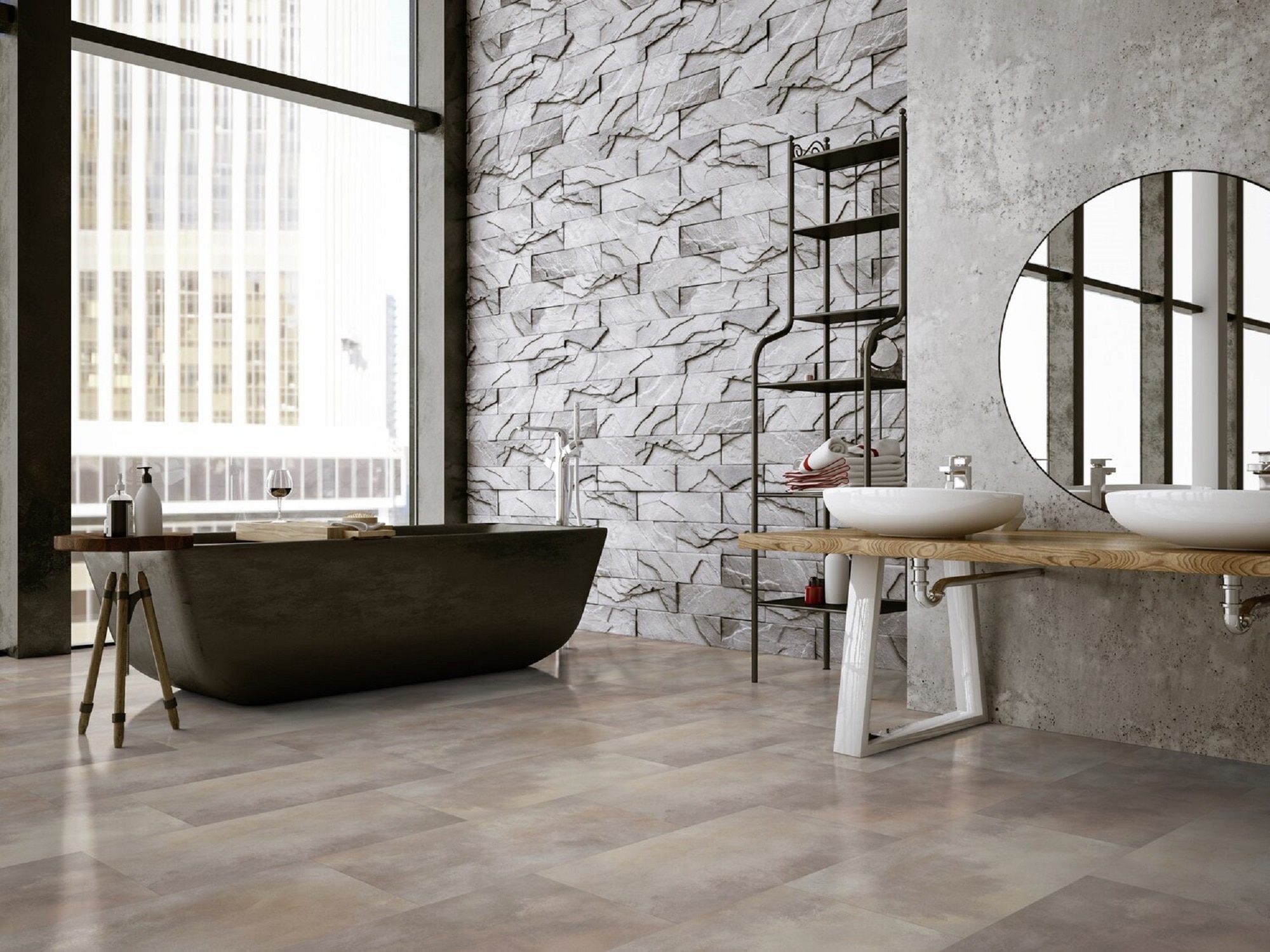 Suelo Vinílico Click Virtuo 399 x 730 mm - 2,04 m² Acuarela Taupe-2