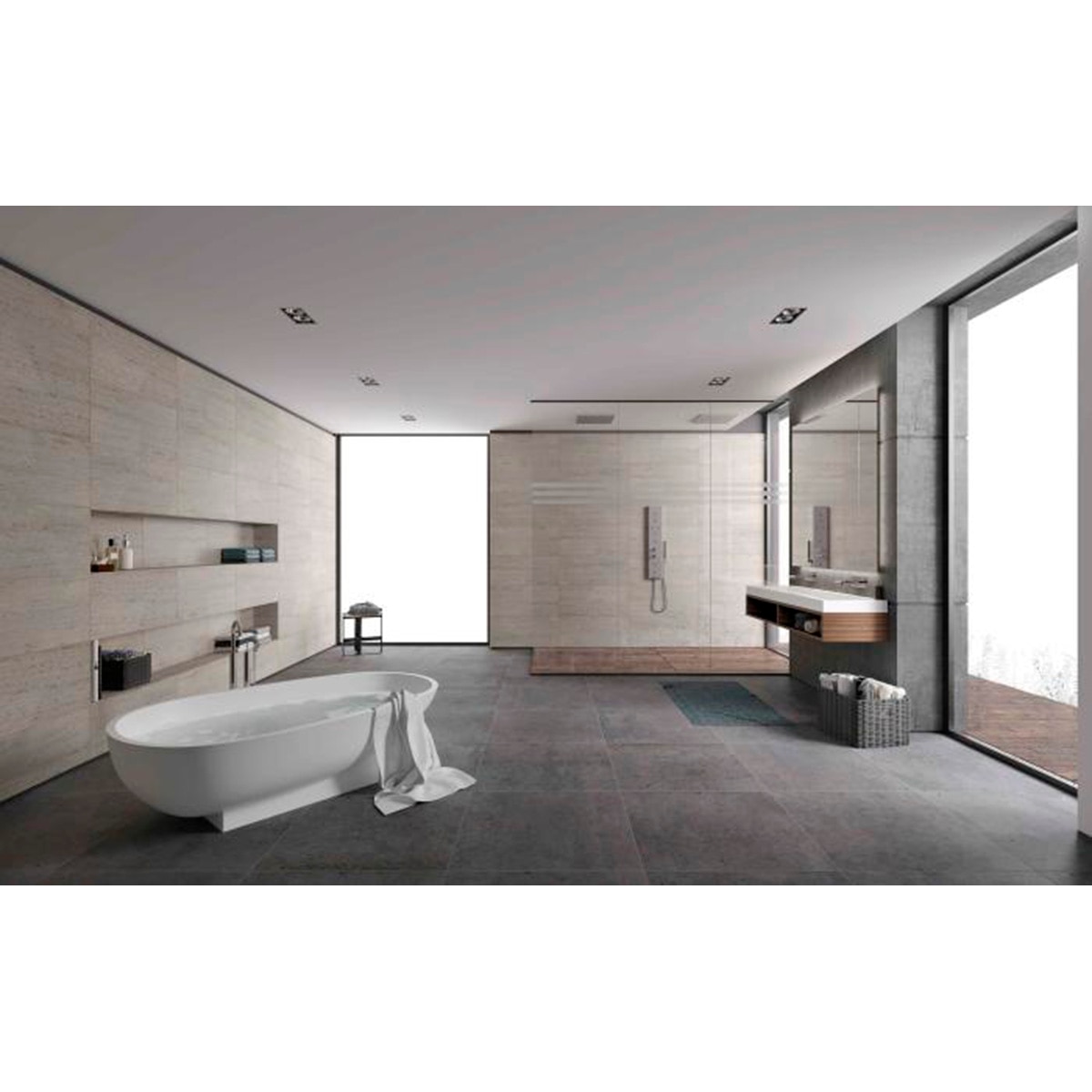 Suelo Vinílico SPC Click Royal Tile Gris Carbono 2,60 m² Gris carbono-3