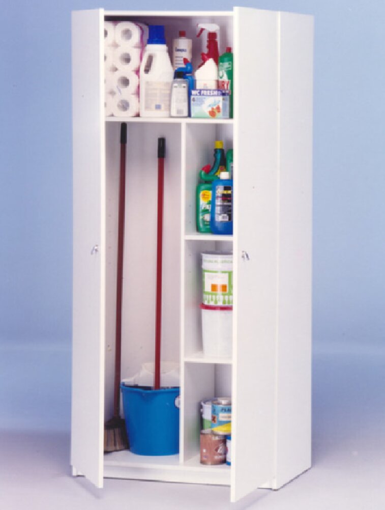 Armário Multiusos Melamina 2P com Vassoureiro Branco-3