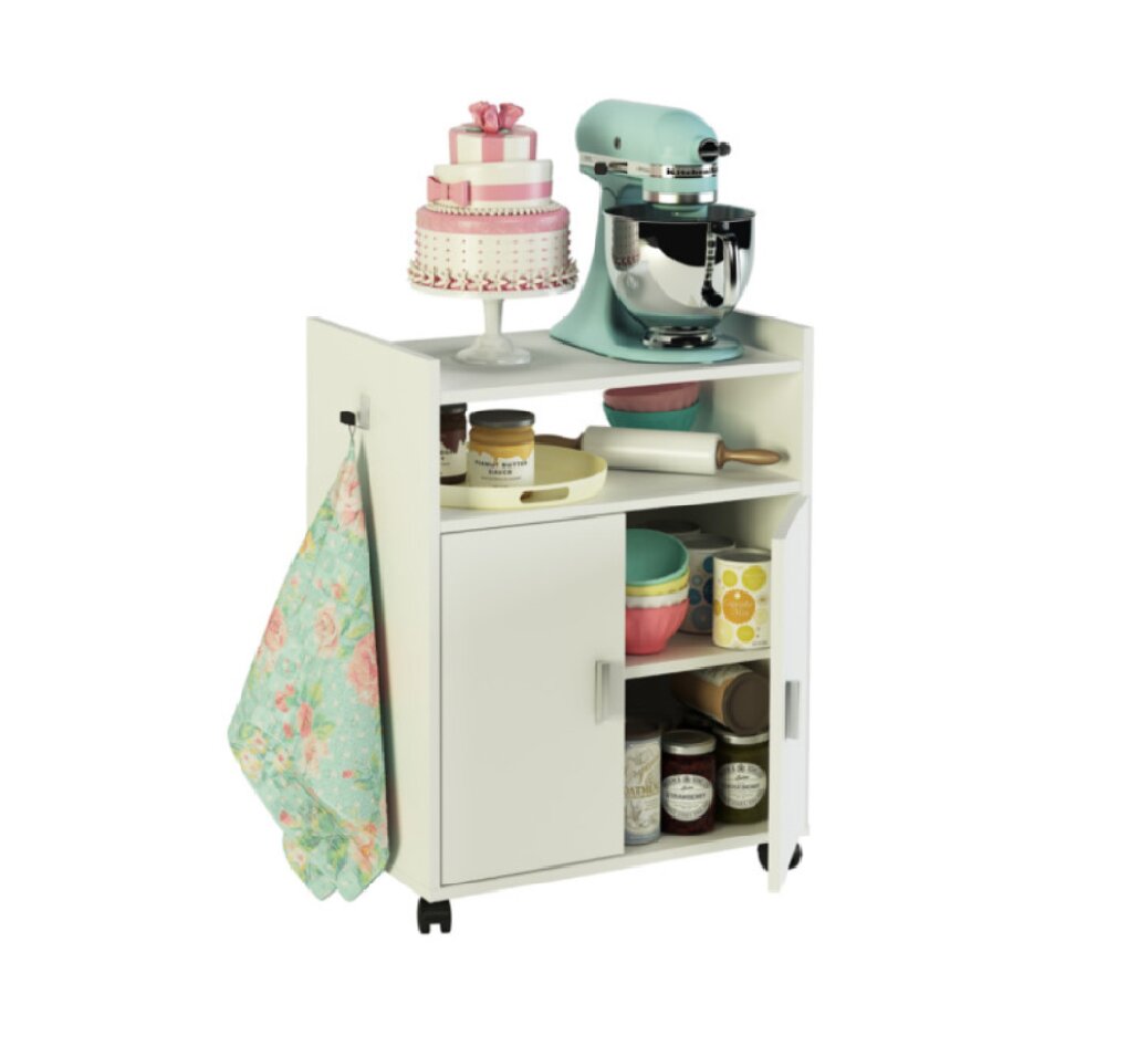 Armário Multiusos Melamina Baixo com Rodas 2P Branco-2