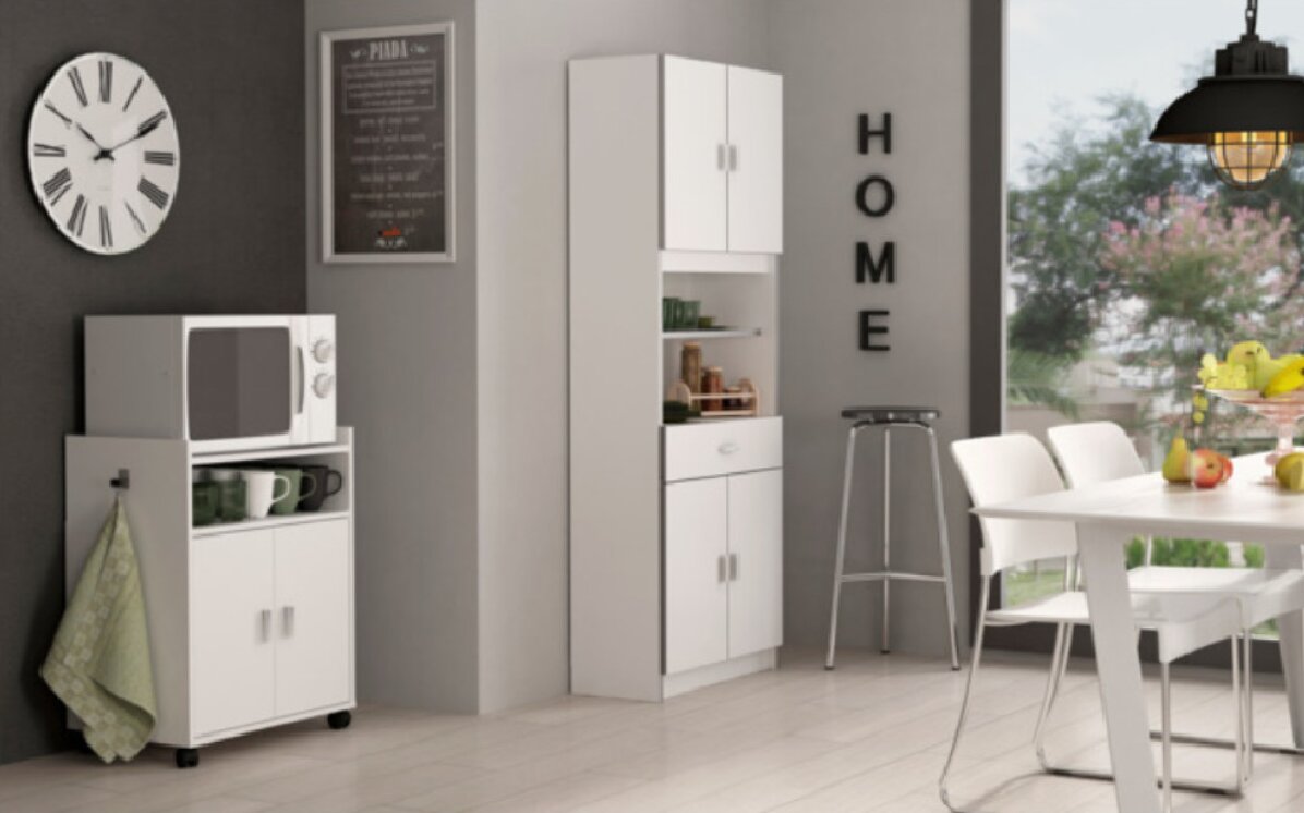 Armário Multiusos Melamina Baixo com Rodas 2P Branco-3