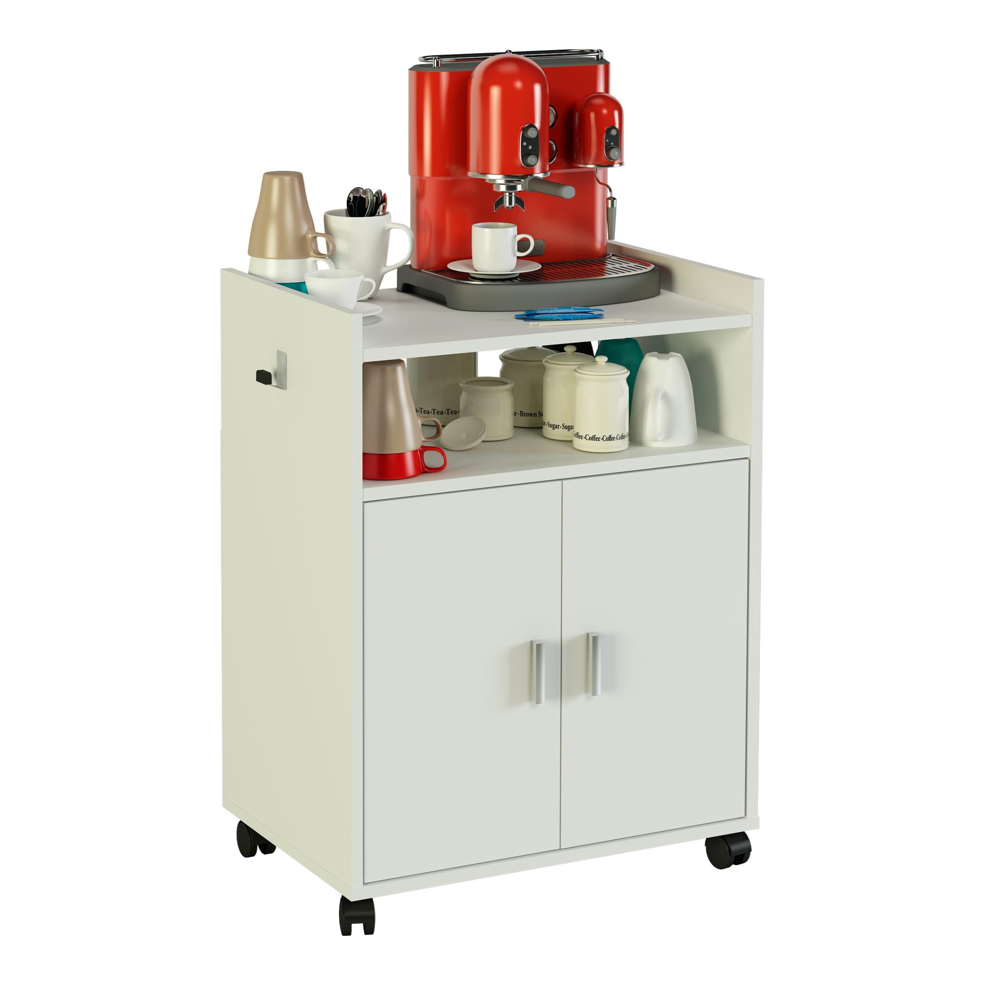 Armário Multiusos Melamina Baixo com Rodas 2P Branco-4