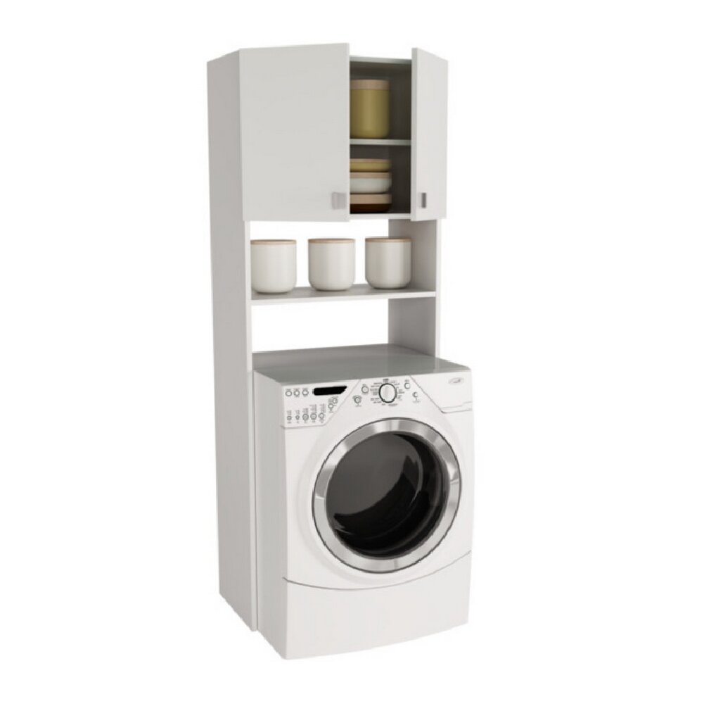 Armario Multiusos Melamina Lavadora/Baño Blanco-2
