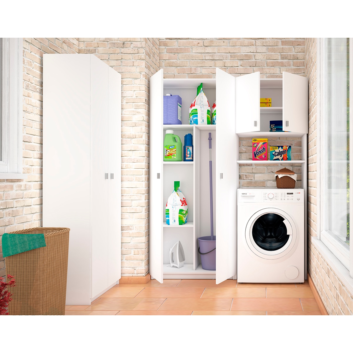 Armário Multiusos Melamina 2P Branco-7