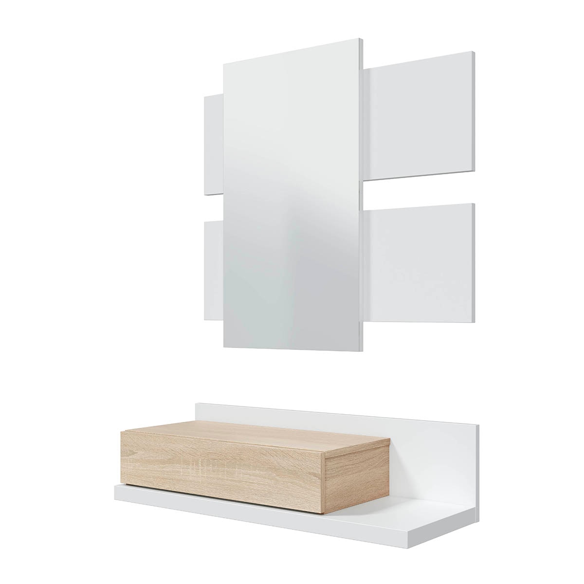 Imagem 0 de Móvel de Entrada Tekkan de 1 Prateleira + 1 Gaveta e Espelho Retangular