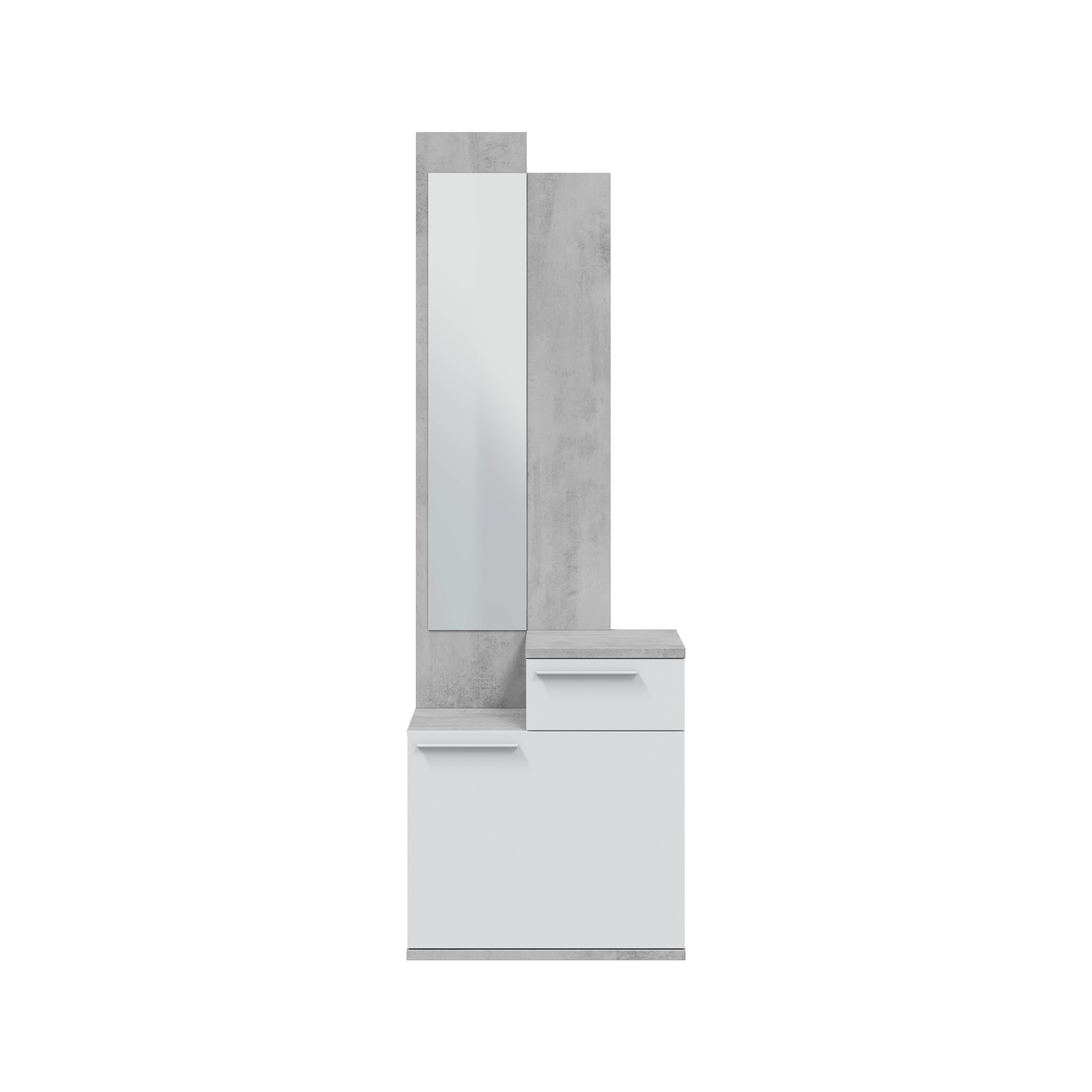Móvel de Entrada Karen com Gaveta e Sapateira Branco / Cinzento-5