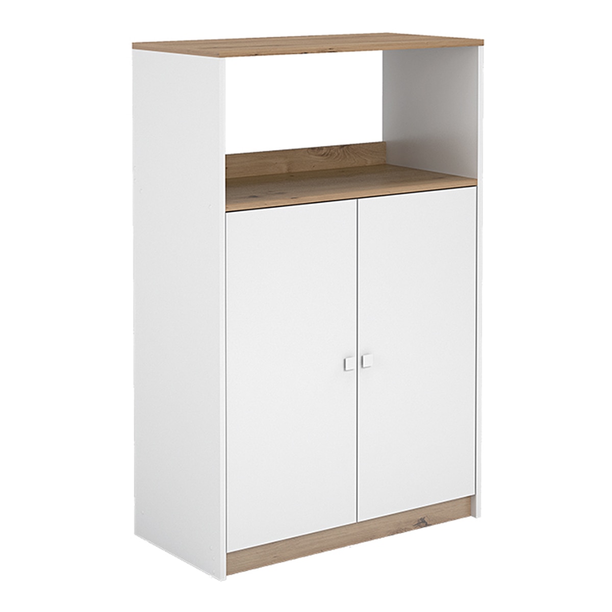 Imagem 0 de Armário Buffet Auxiliar de Micro-ondas - Branco Carvalho. Puxador Branco.