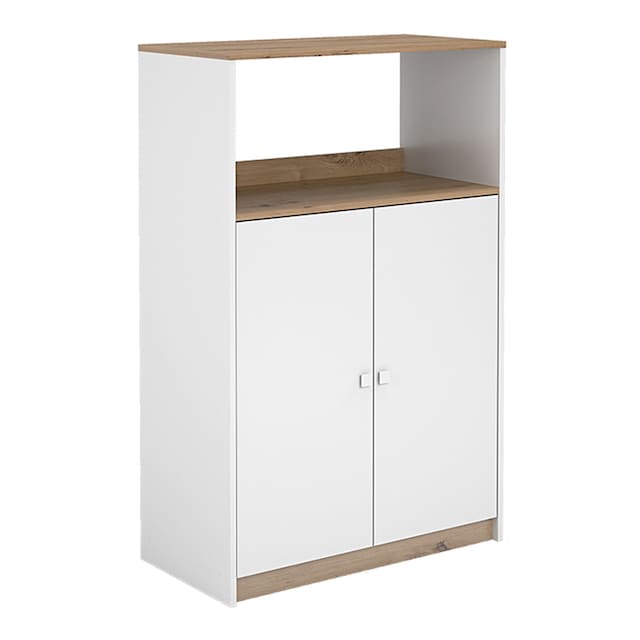 Imagen 0 de Armario buffet auxiliar microondas blanco roble. Tirador blanco.