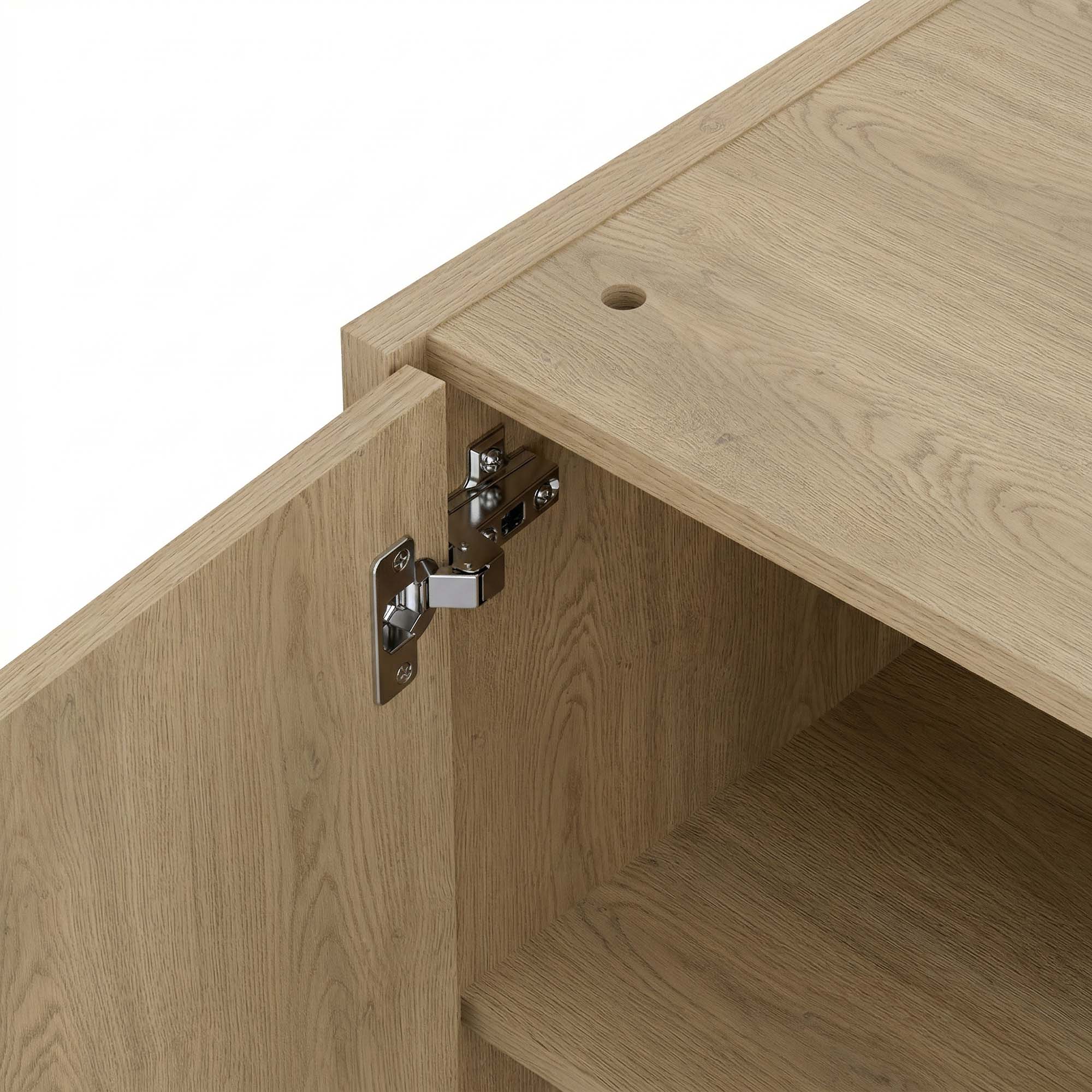 Módulo Alto Mueble Lavadora con almacenamiento de melamina blanca mate Roble-3