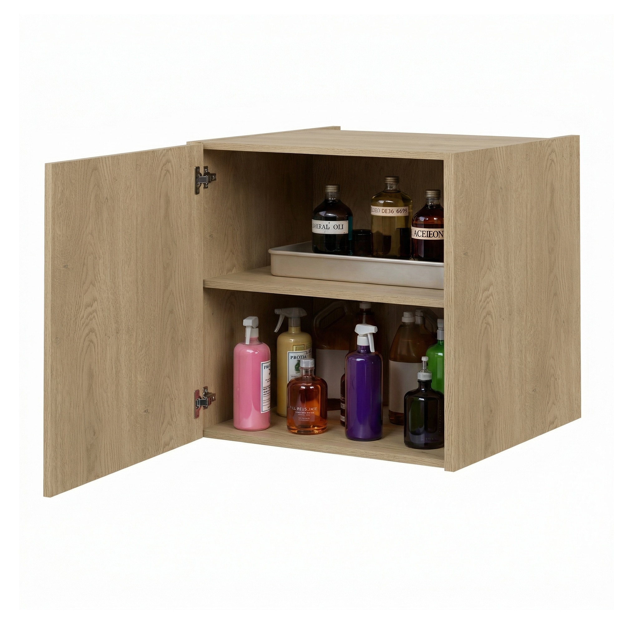 Módulo Alto Mueble Lavadora con almacenamiento de melamina blanca mate Roble-5