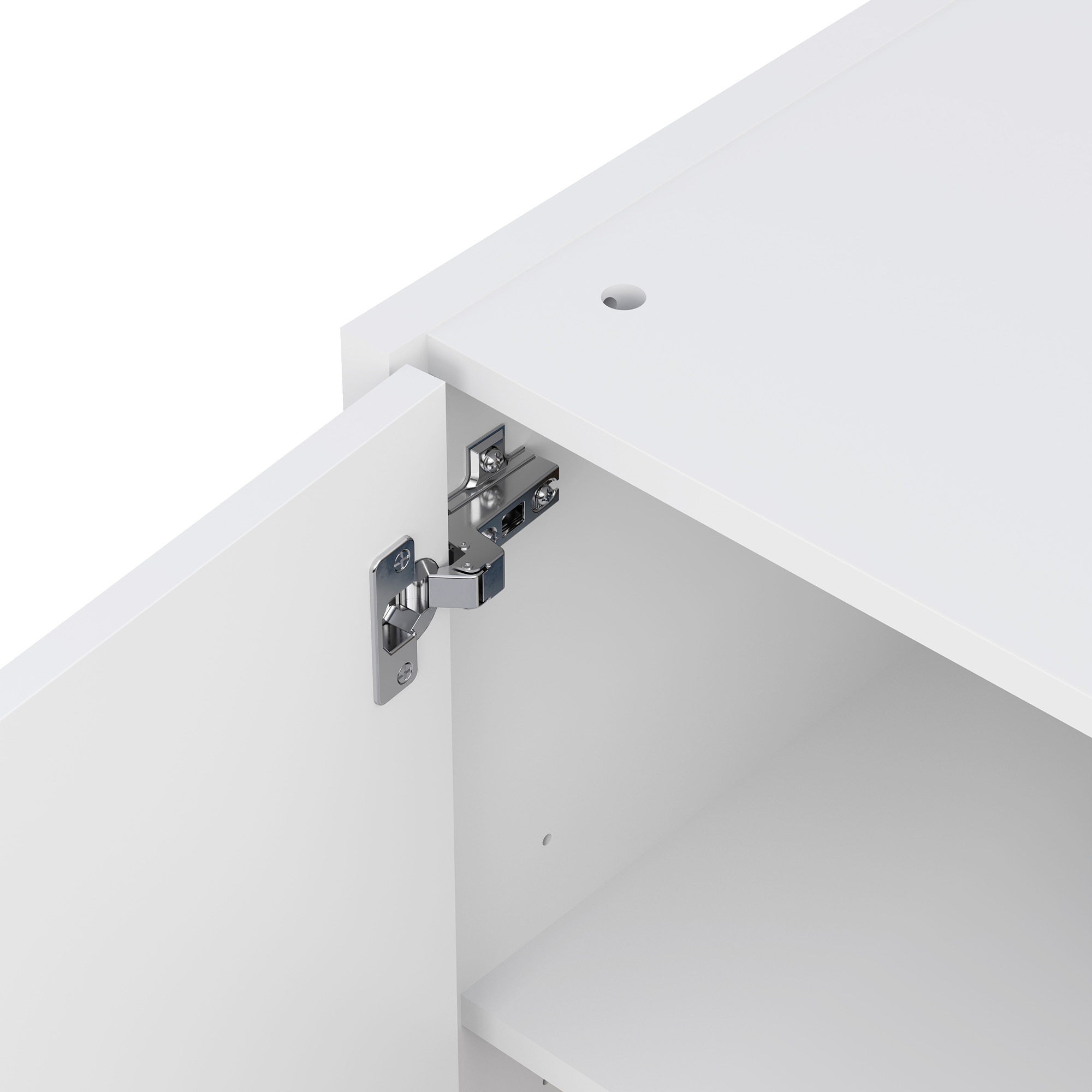 Módulo Alto para Máquina de Lavar Roupa com Espaço de Arrumação em Melamina - Branco Mate Branco-3