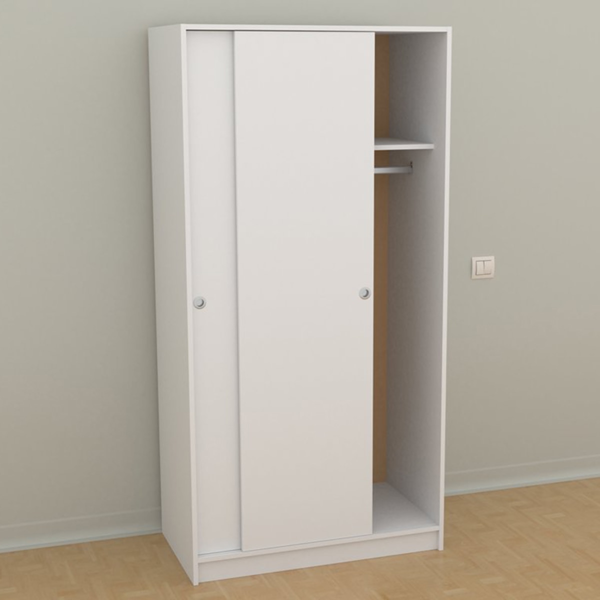 Roupeiro de 2 Portas de Correr Branco-2