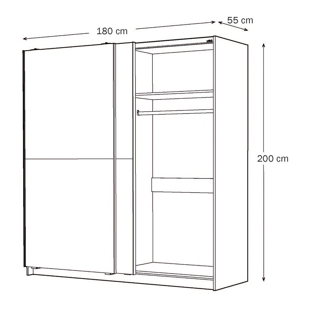 Roupeiro de 2 Portas de Correr Carvalho-5
