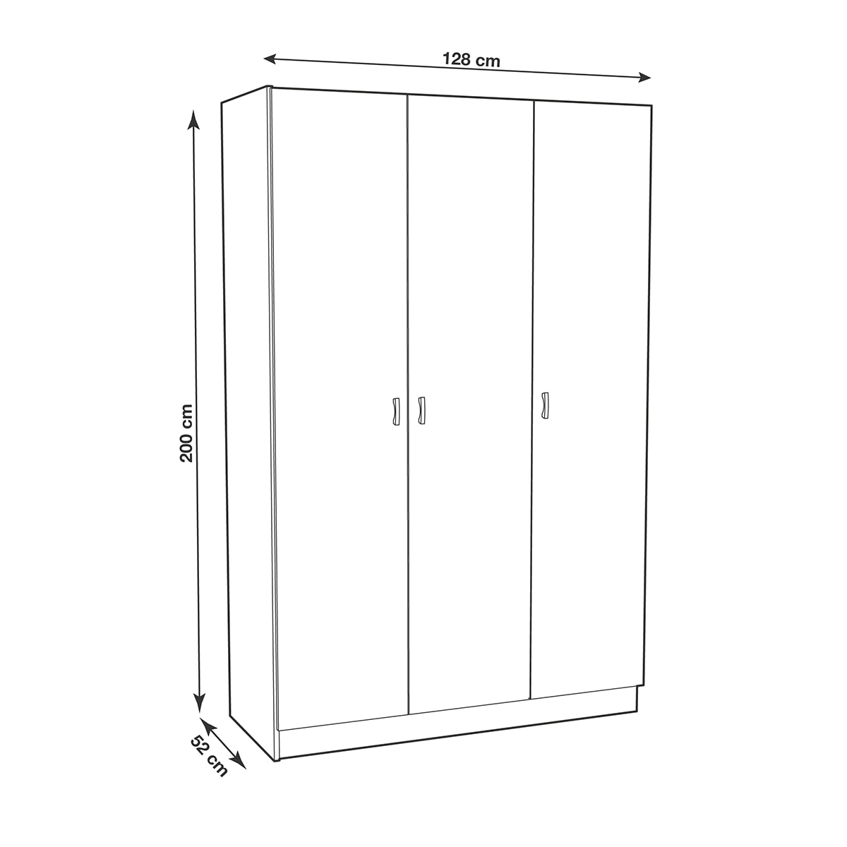 Roupeiro de 3 Portas Abatíveis Branco-4