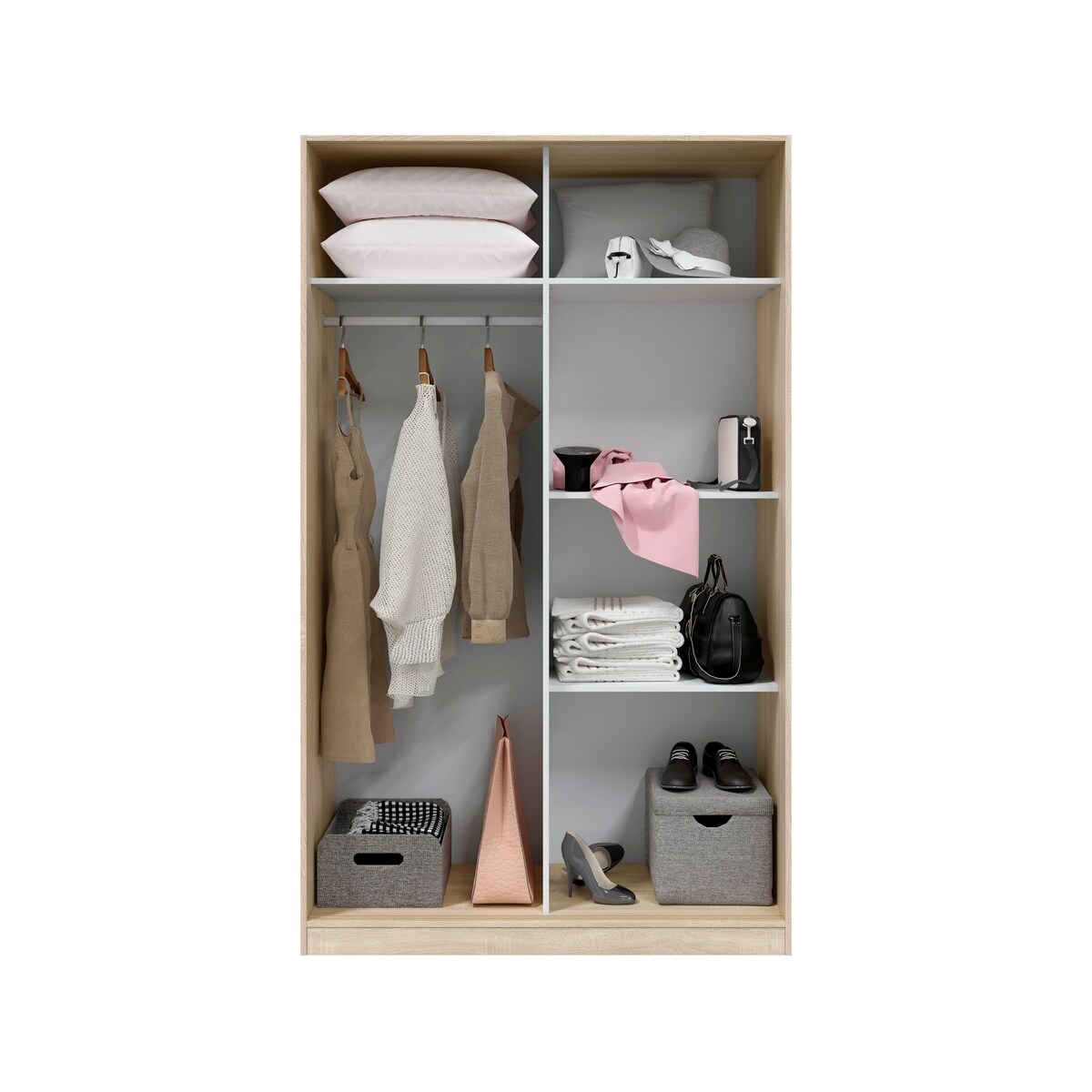 Armario 2 Puertas Correderas Blanco / Madera-3