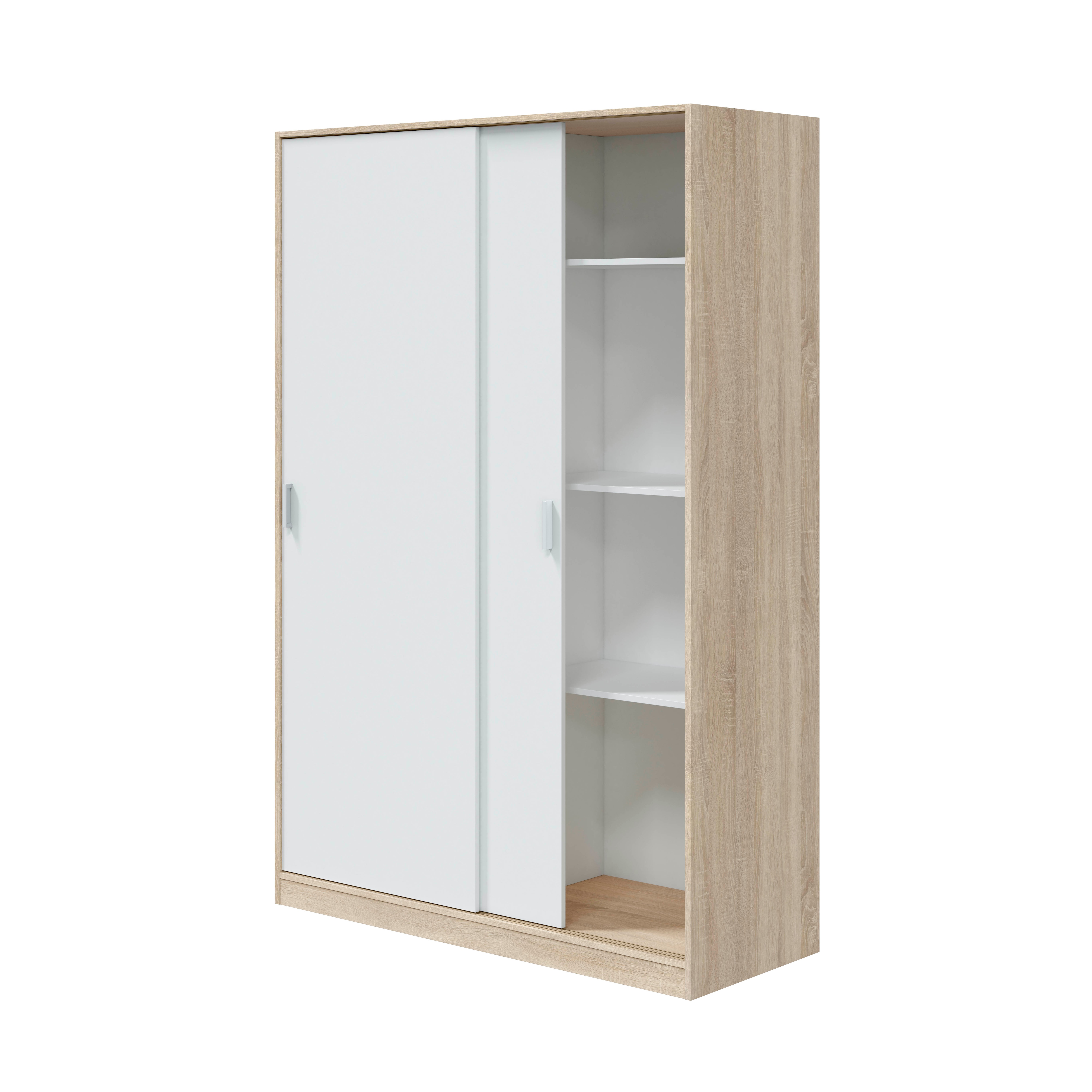 Armario 2 Puertas Correderas Blanco / Madera-5