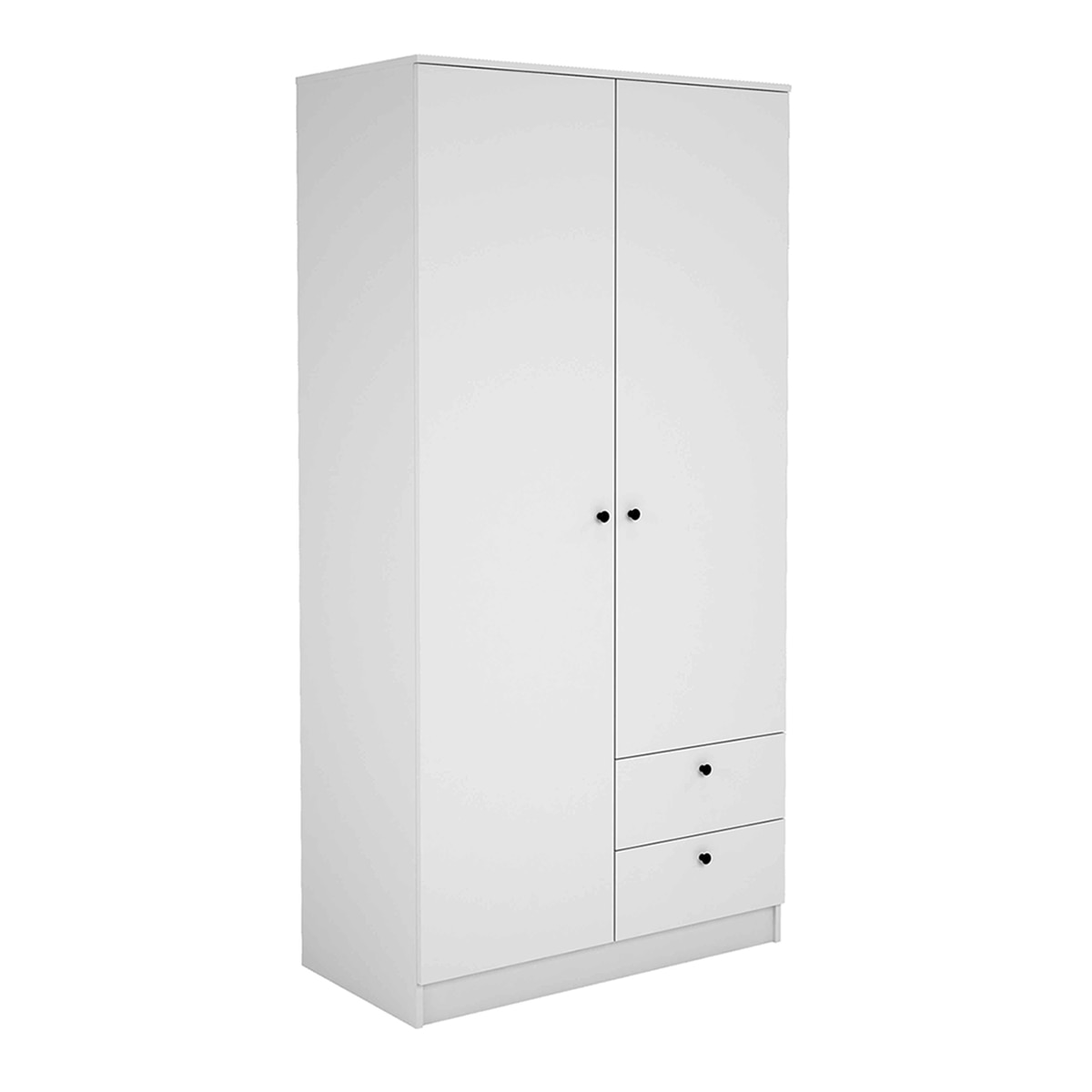 Imagem 0 de Armário de 2 Portas Abatíveis + 5 Gavetas - Branco. Puxador de Melamina 16 mm - Preto