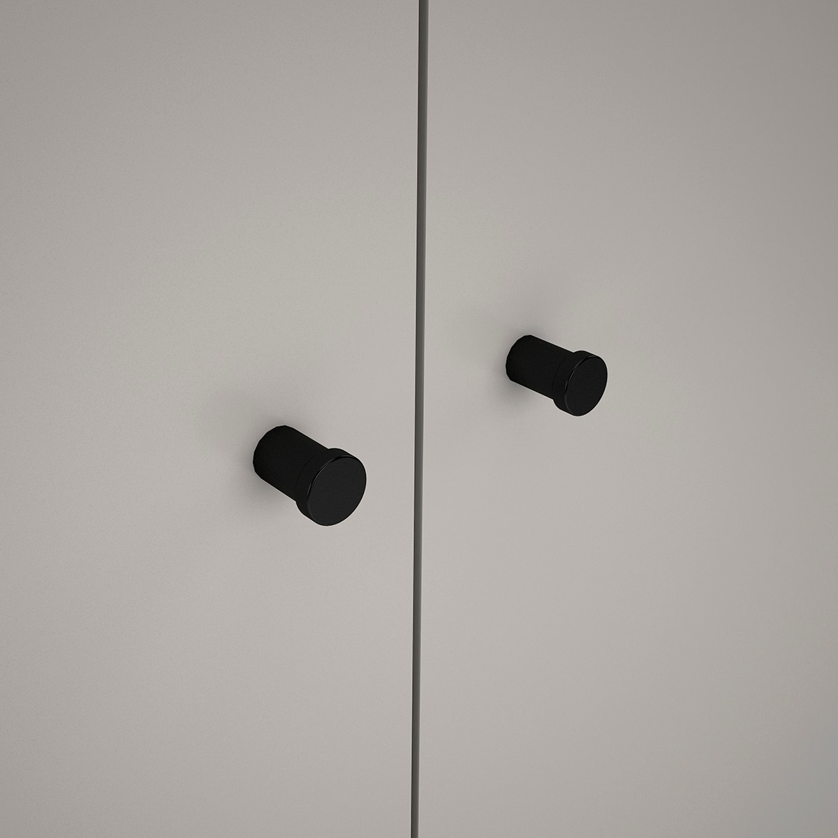 Armário de 2 Portas Abatíveis + 2 Gavetas - Cor de Carvalho/Cinzento Caxemira. Puxador de Melamina 16 mm - Preto Branco-8