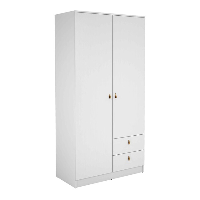 Imagen 0 de Armario 2 puertas abatibles + 2 cajones color blanco poror (texturizado) Tirador polipiel melamina 16 mm