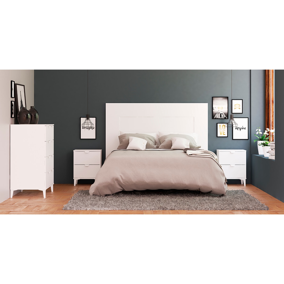 Cajonera Melamina 4 Cajones con Patas Blanco-4