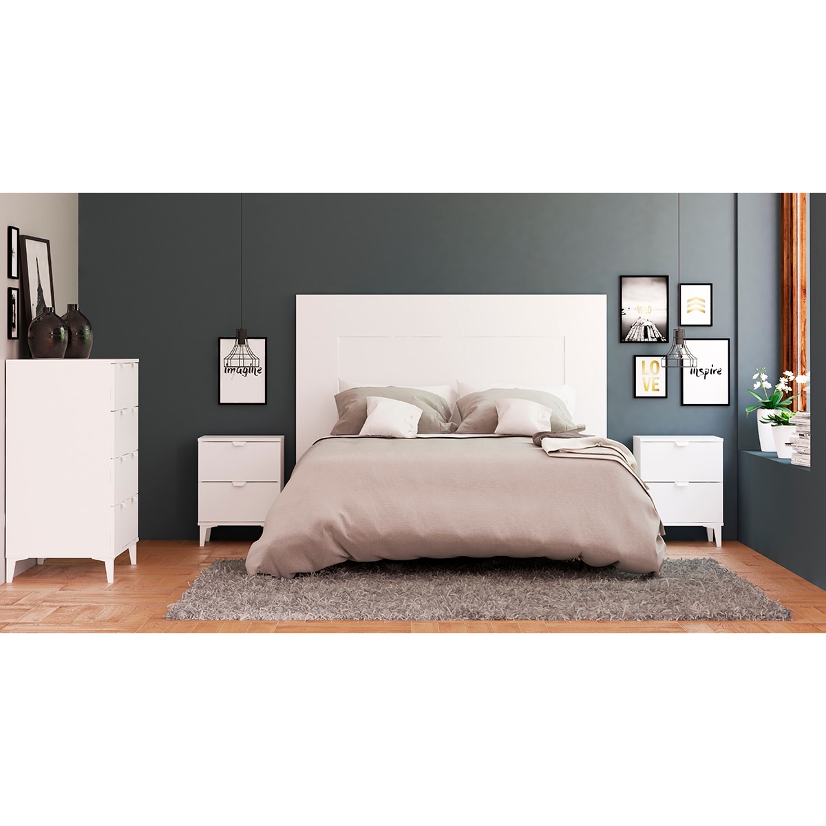 Cómoda Melamina 2 Gavetas com Pés Branco-4