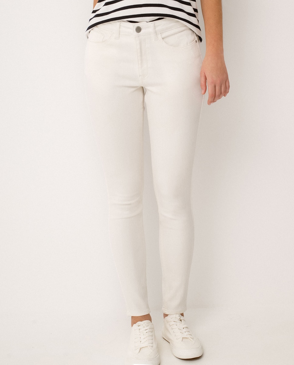 Jeans Skinny com Cintura Subida Branco-2
