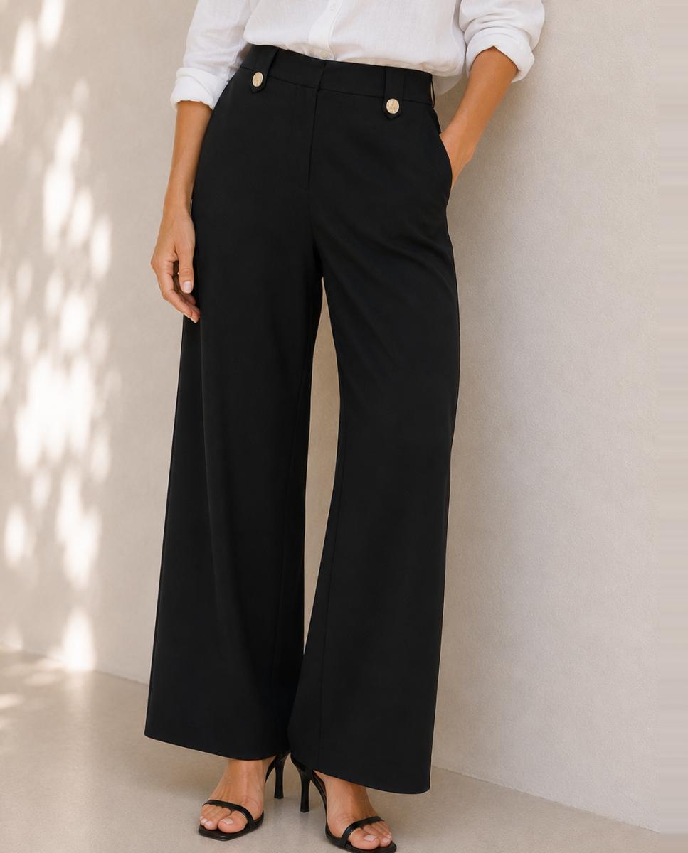 Pantalón de mujer de corte recto - Vila - Negro Negro-2