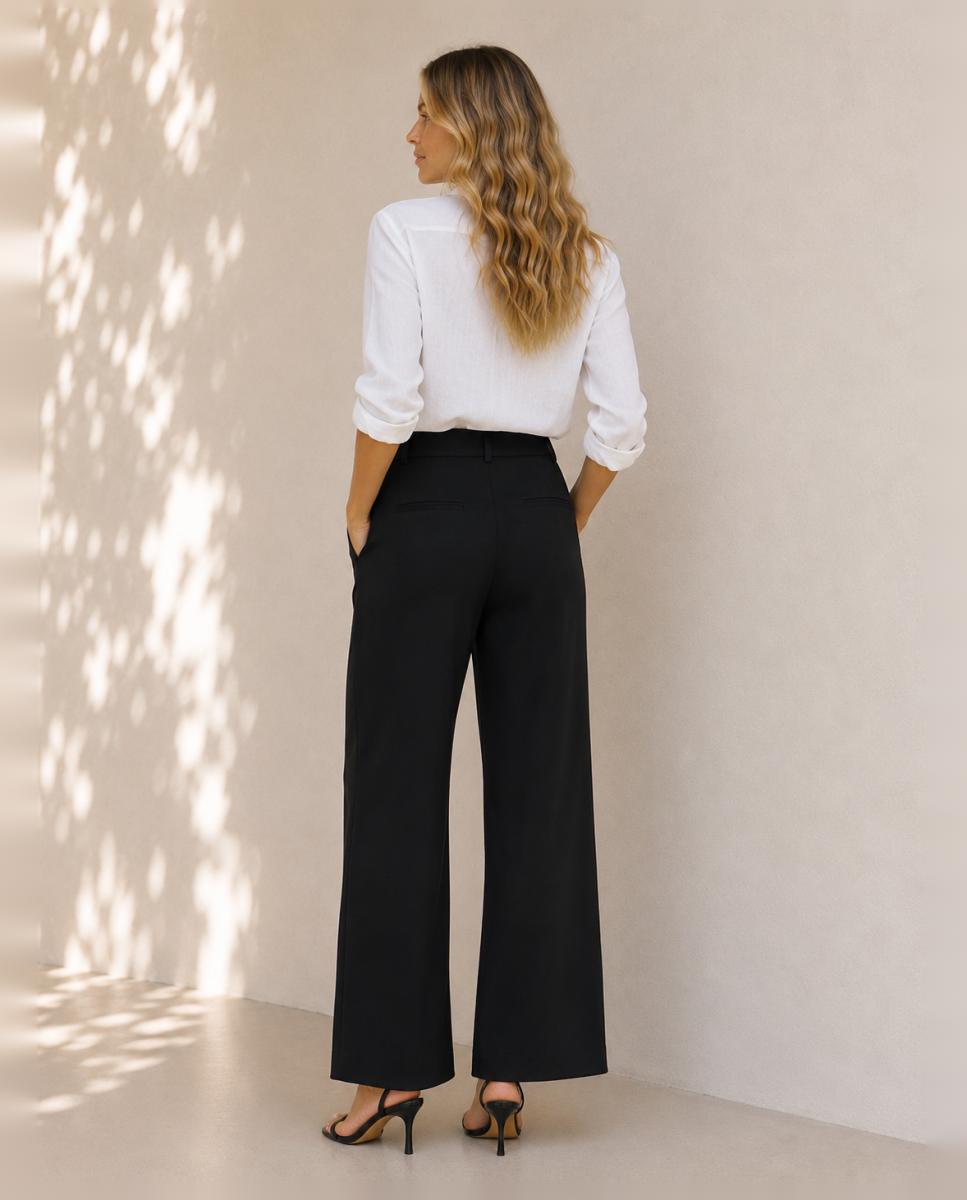 Pantalón de mujer de corte recto - Vila - Negro Negro-3